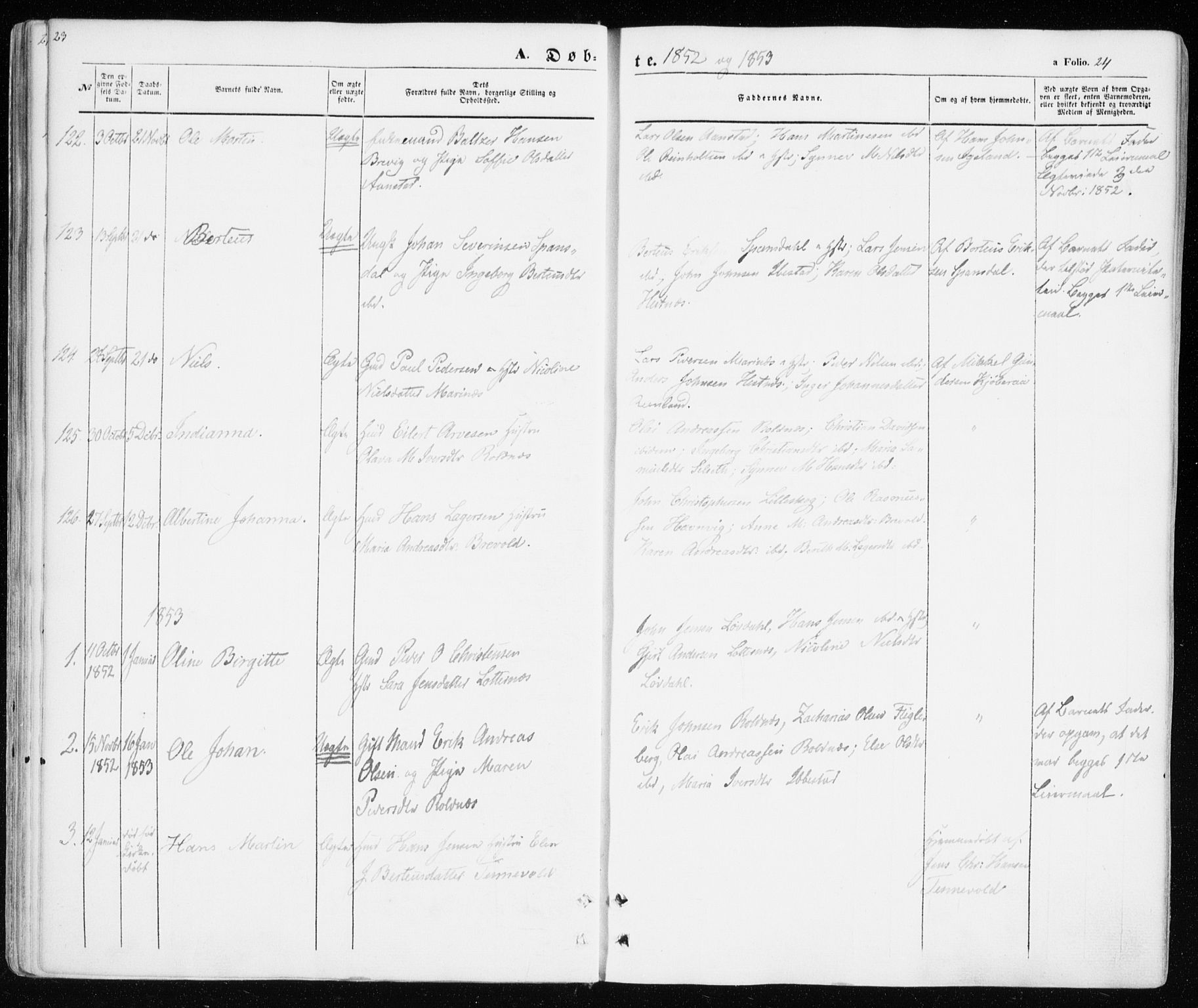 Ibestad sokneprestembete, SATØ/S-0077/H/Ha/Haa/L0008kirke: Parish register (official) no. 8, 1850-1859, p. 24