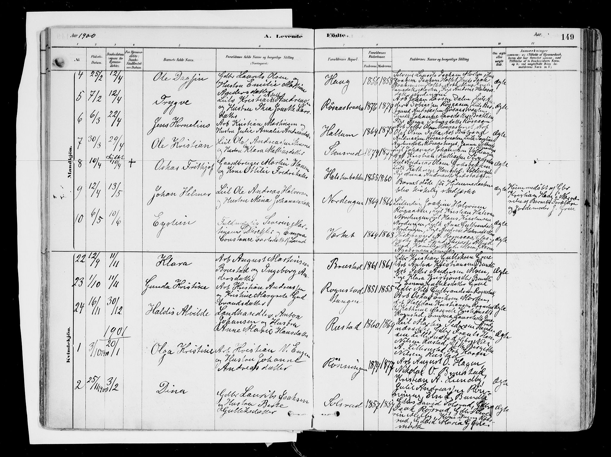 Hurdal prestekontor Kirkebøker, AV/SAO-A-10889/F/Fa/L0007: Parish register (official) no. I 7, 1878-1906, p. 149