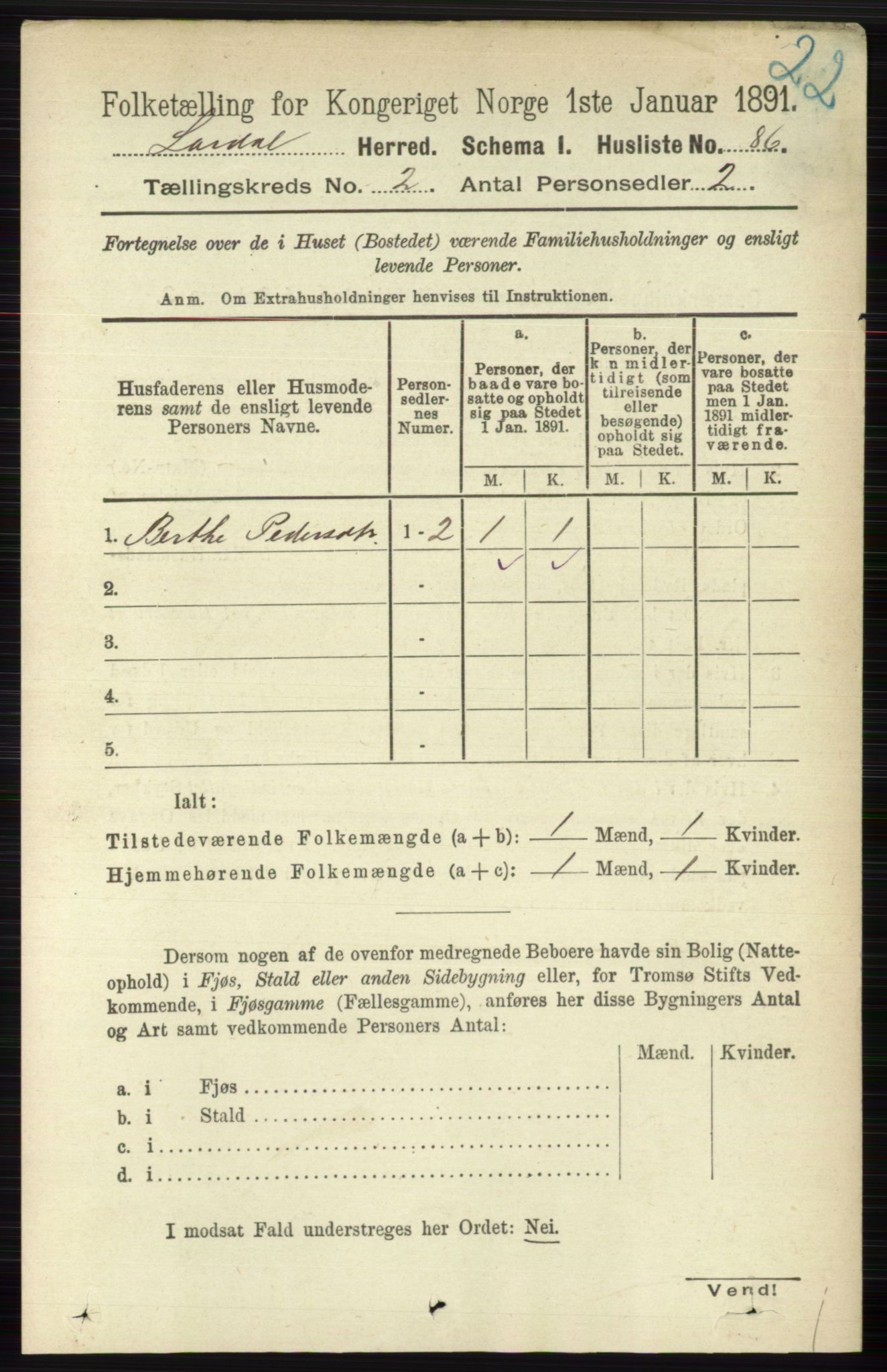 RA, 1891 census for 0728 Lardal, 1891, p. 721