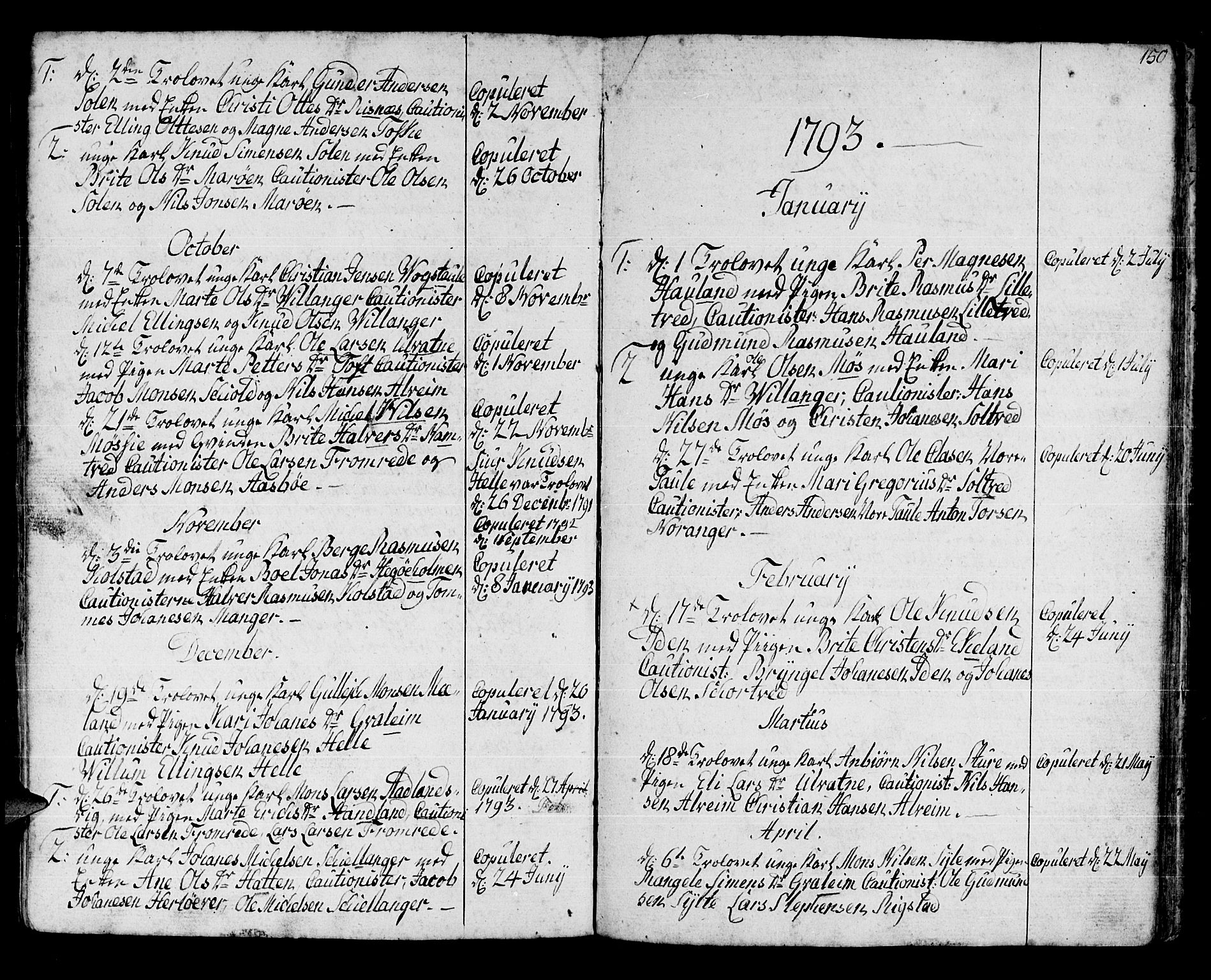 Manger sokneprestembete, SAB/A-76801/H/Haa: Parish register (official) no. A 2, 1792-1815, p. 150