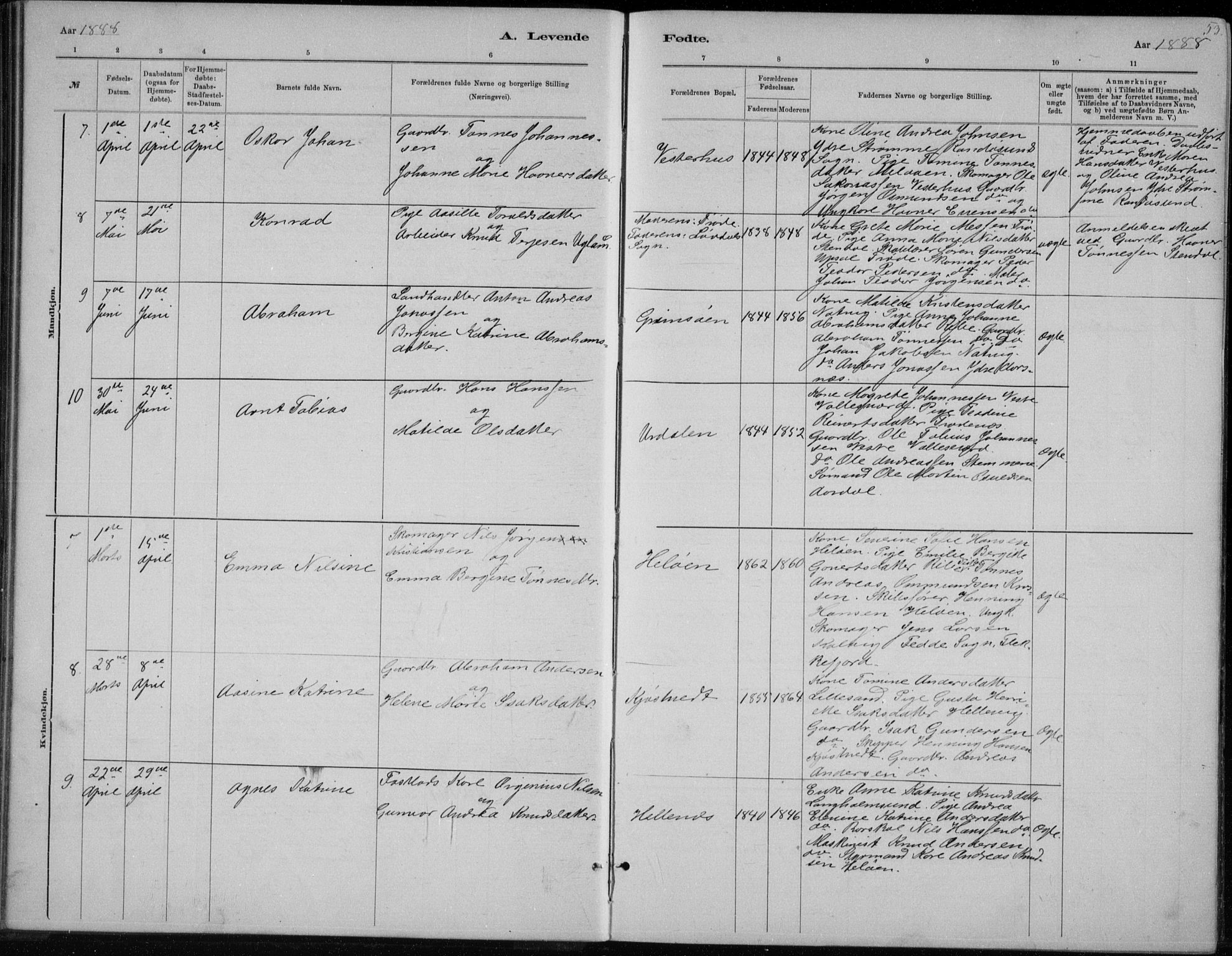 Høvåg sokneprestkontor, AV/SAK-1111-0025/F/Fb/L0004: Parish register (copy) no. B 4, 1883-1898, p. 53