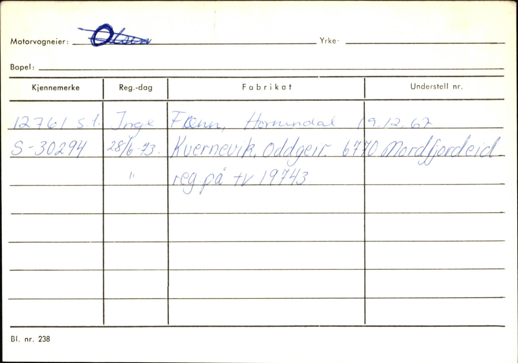 Statens vegvesen, Sogn og Fjordane vegkontor, AV/SAB-A-5301/4/F/L0144: Registerkort Vågsøy A-R, 1945-1975, p. 2186