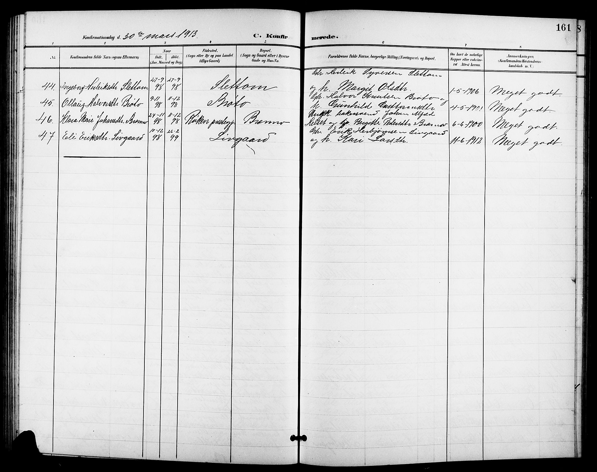 Nes kirkebøker, AV/SAKO-A-236/G/Ga/L0004: Parish register (copy) no. I 4, 1900-1925, p. 161