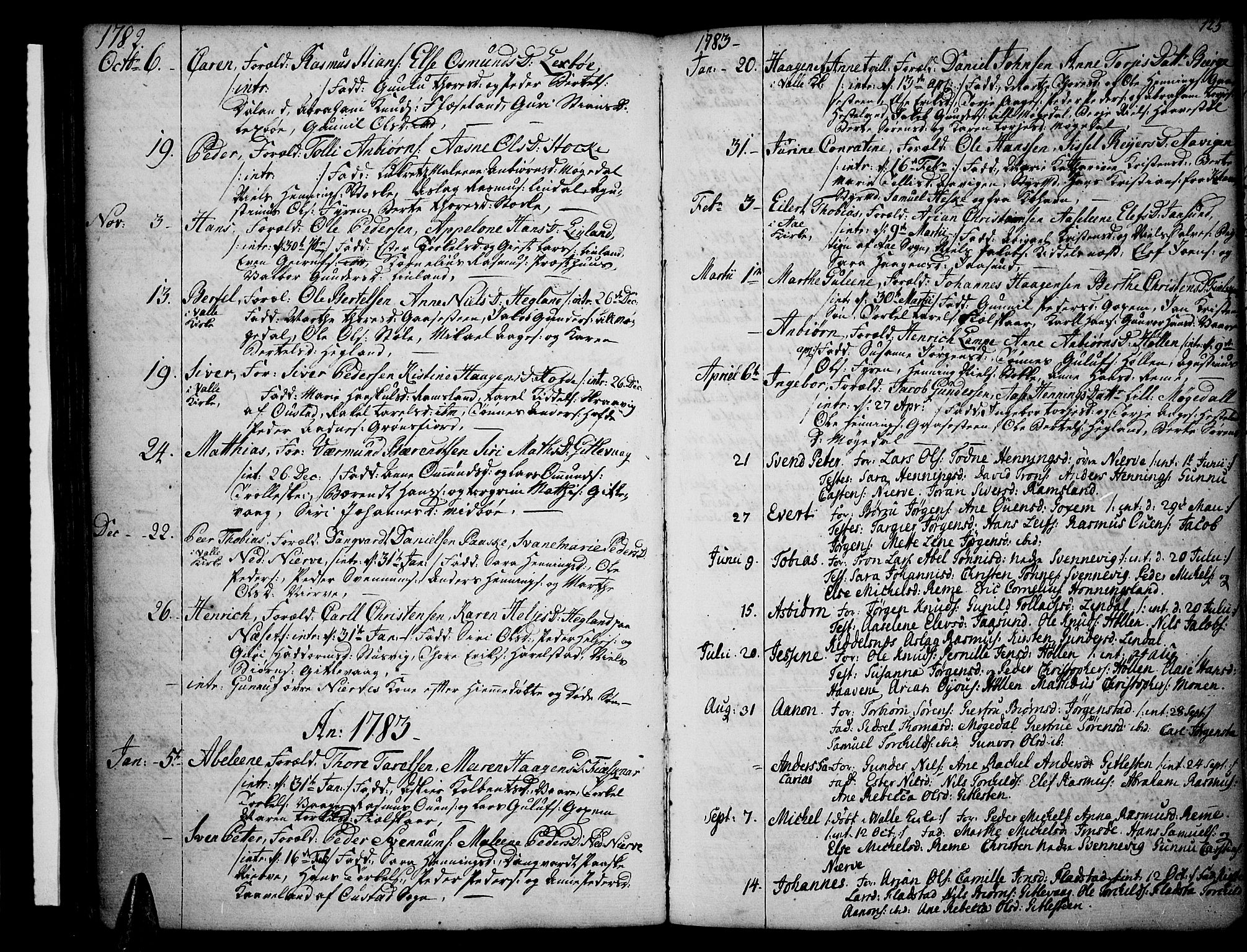 Sør-Audnedal sokneprestkontor, AV/SAK-1111-0039/F/Fa/Fab/L0002: Parish register (official) no. A 2 /2, 1770-1804, p. 125