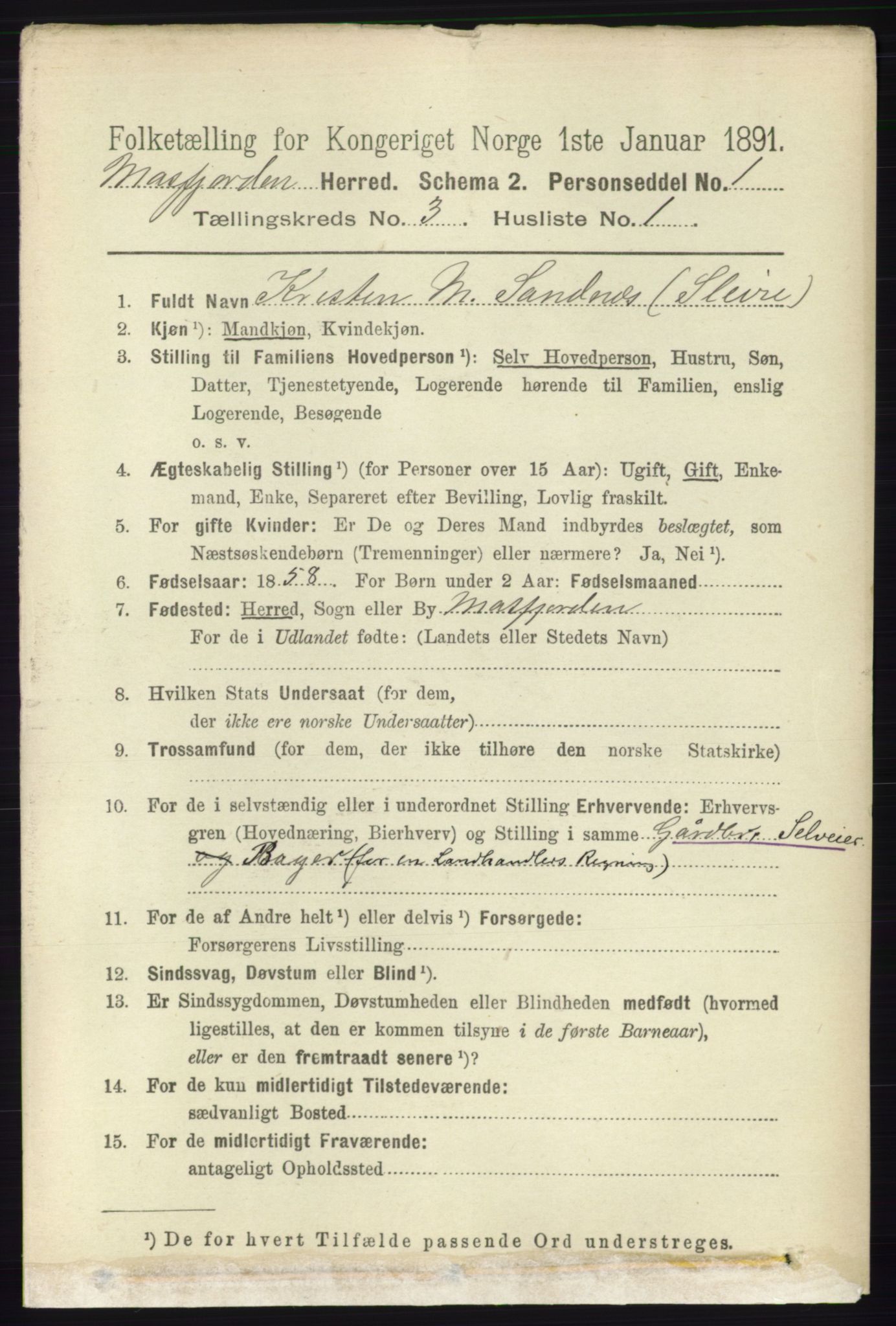 RA, 1891 census for 1266 Masfjorden, 1891, p. 525