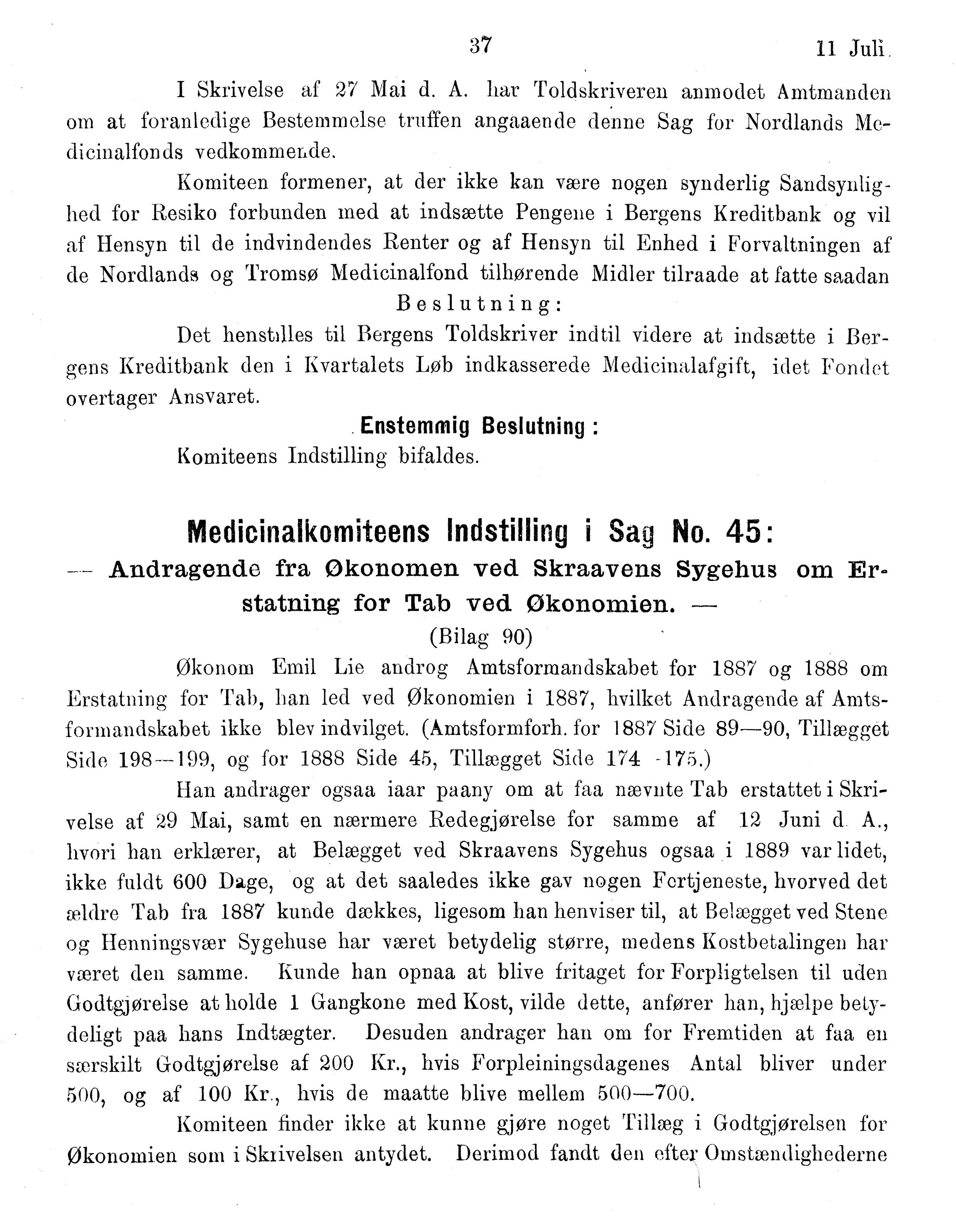 Nordland Fylkeskommune. Fylkestinget, AIN/NFK-17/176/A/Ac/L0015: Fylkestingsforhandlinger 1886-1890, 1886-1890