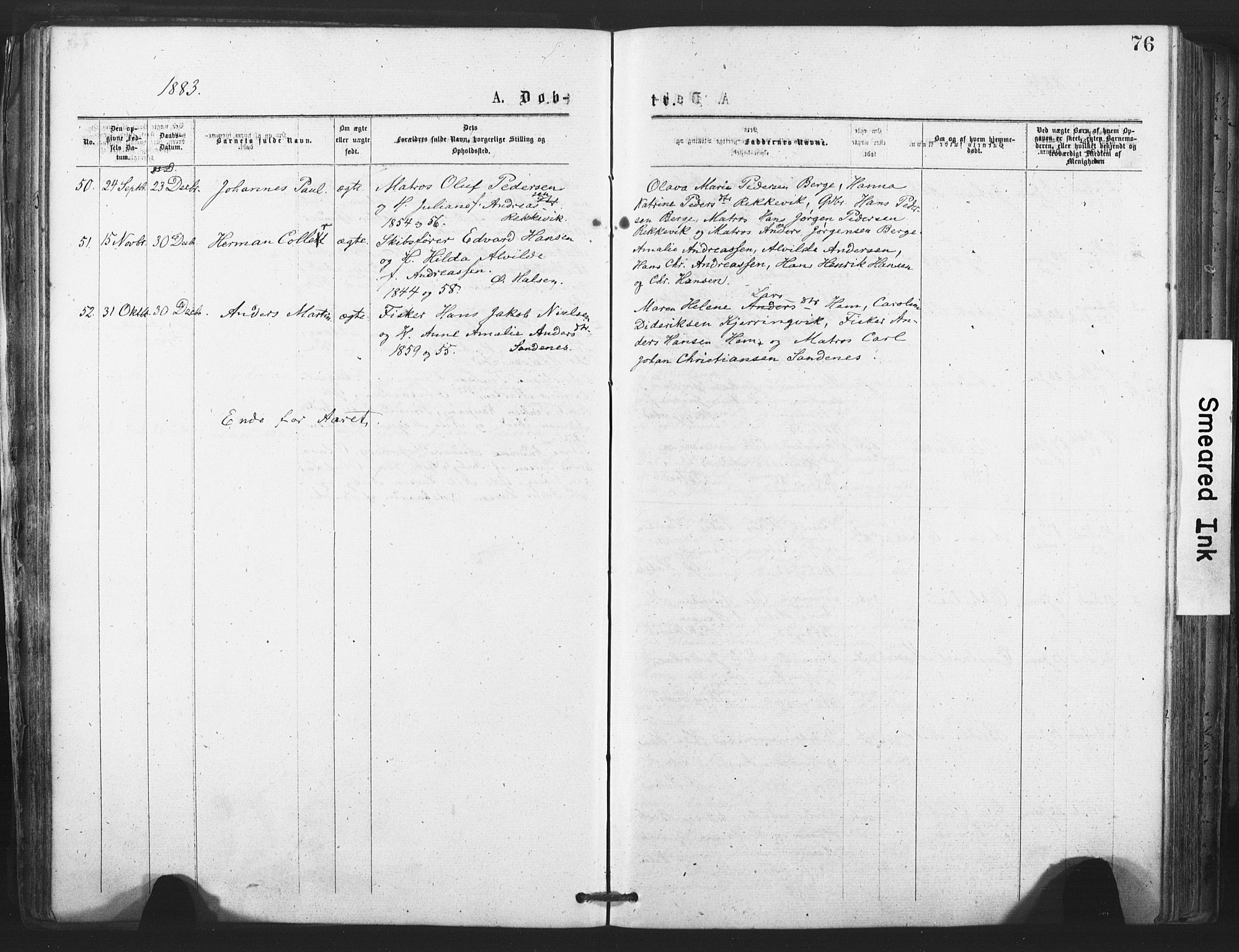 Tjølling kirkebøker, AV/SAKO-A-60/F/Fa/L0008: Parish register (official) no. 8, 1877-1886, p. 76