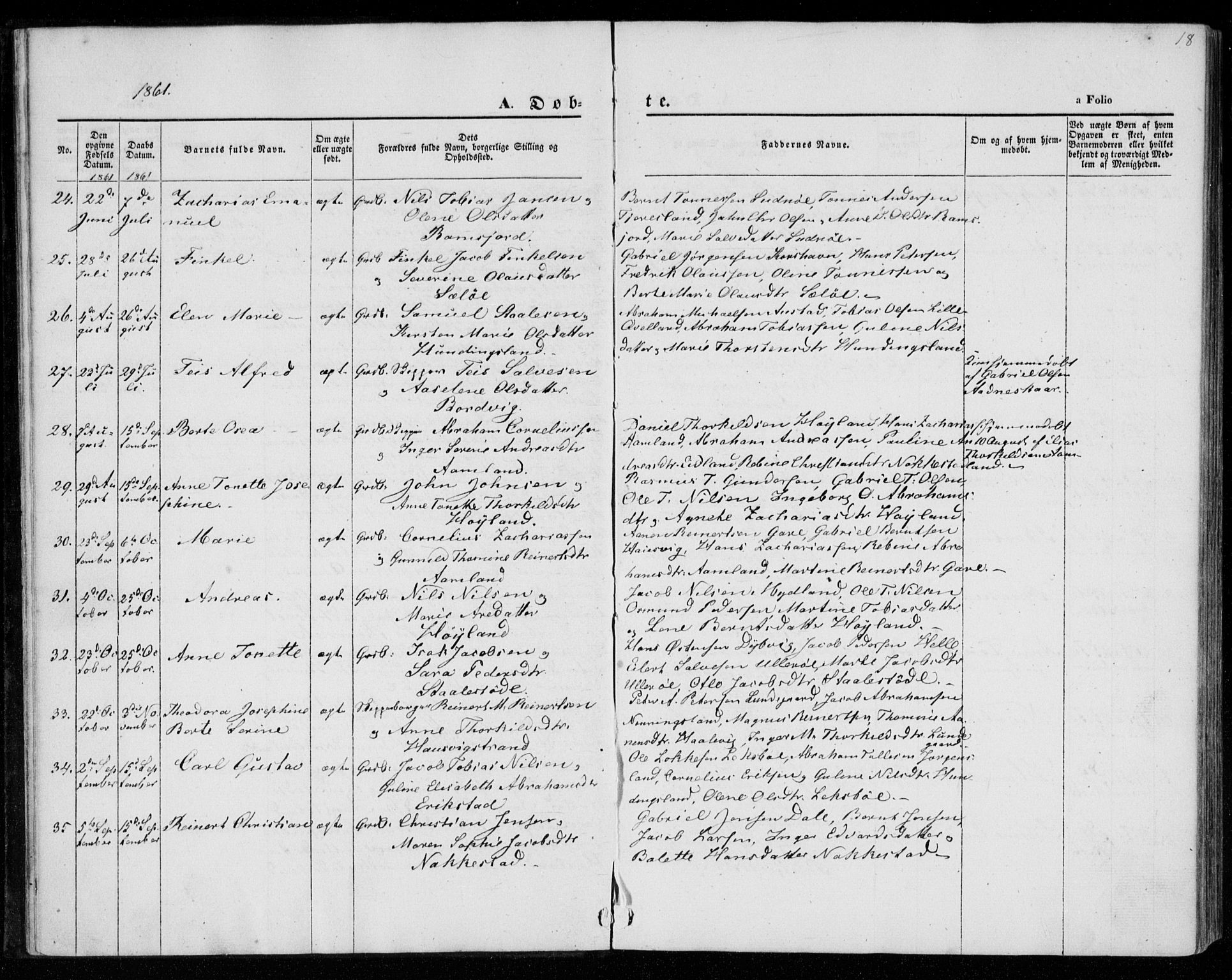 Lyngdal sokneprestkontor, AV/SAK-1111-0029/F/Fa/Faa/L0002: Parish register (official) no. A 2, 1858-1870, p. 18