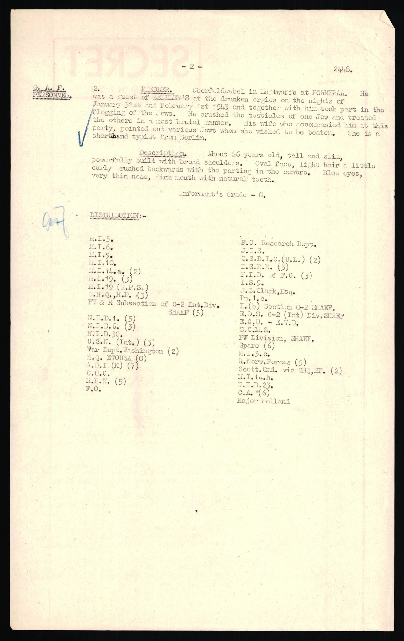 Forsvaret, Forsvarets overkommando II, AV/RA-RAFA-3915/D/Db/L0037: CI Questionaires. Tyske okkupasjonsstyrker i Norge. Tyskere., 1945-1946, p. 116