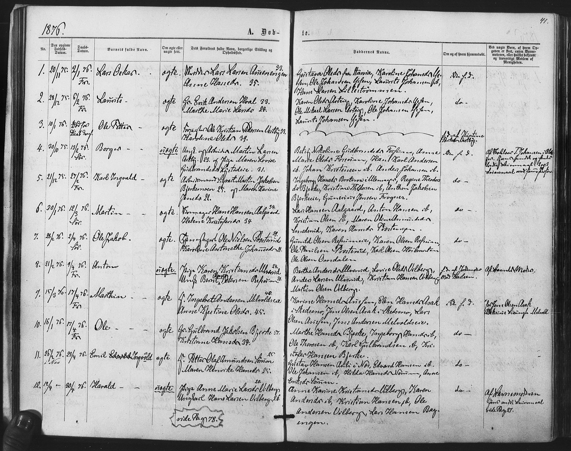 Sørum prestekontor Kirkebøker, SAO/A-10303/F/Fa/L0006: Parish register (official) no. I 6, 1864-1877, p. 41