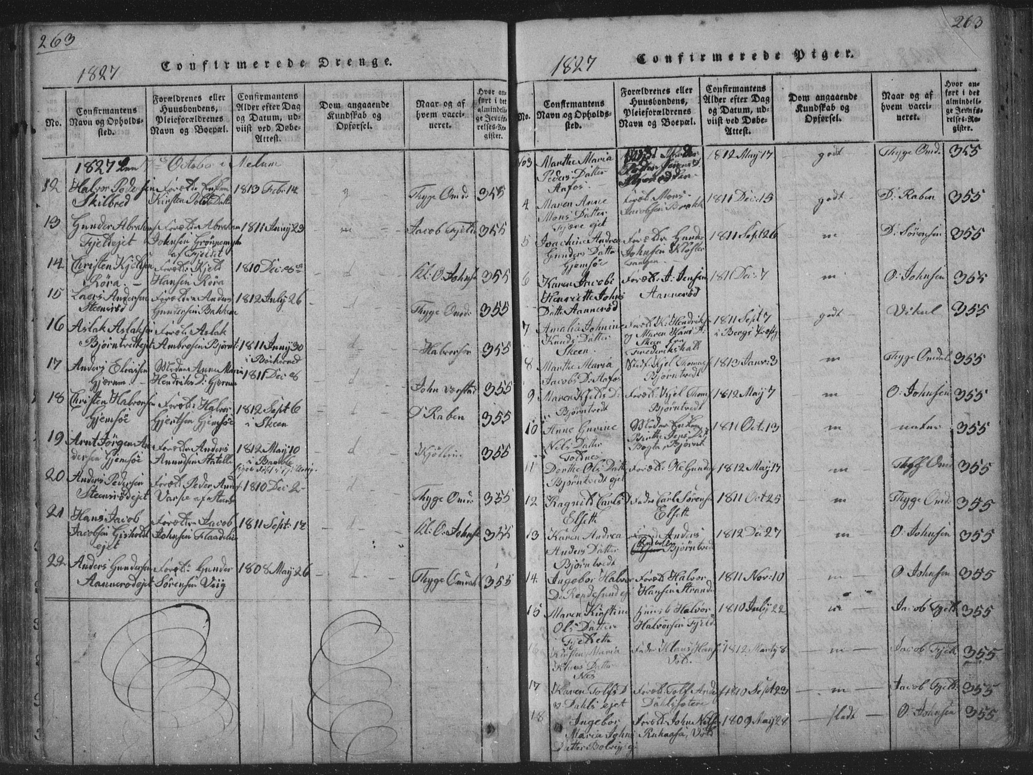 Solum kirkebøker, SAKO/A-306/F/Fa/L0004: Parish register (official) no. I 4, 1814-1833, p. 263