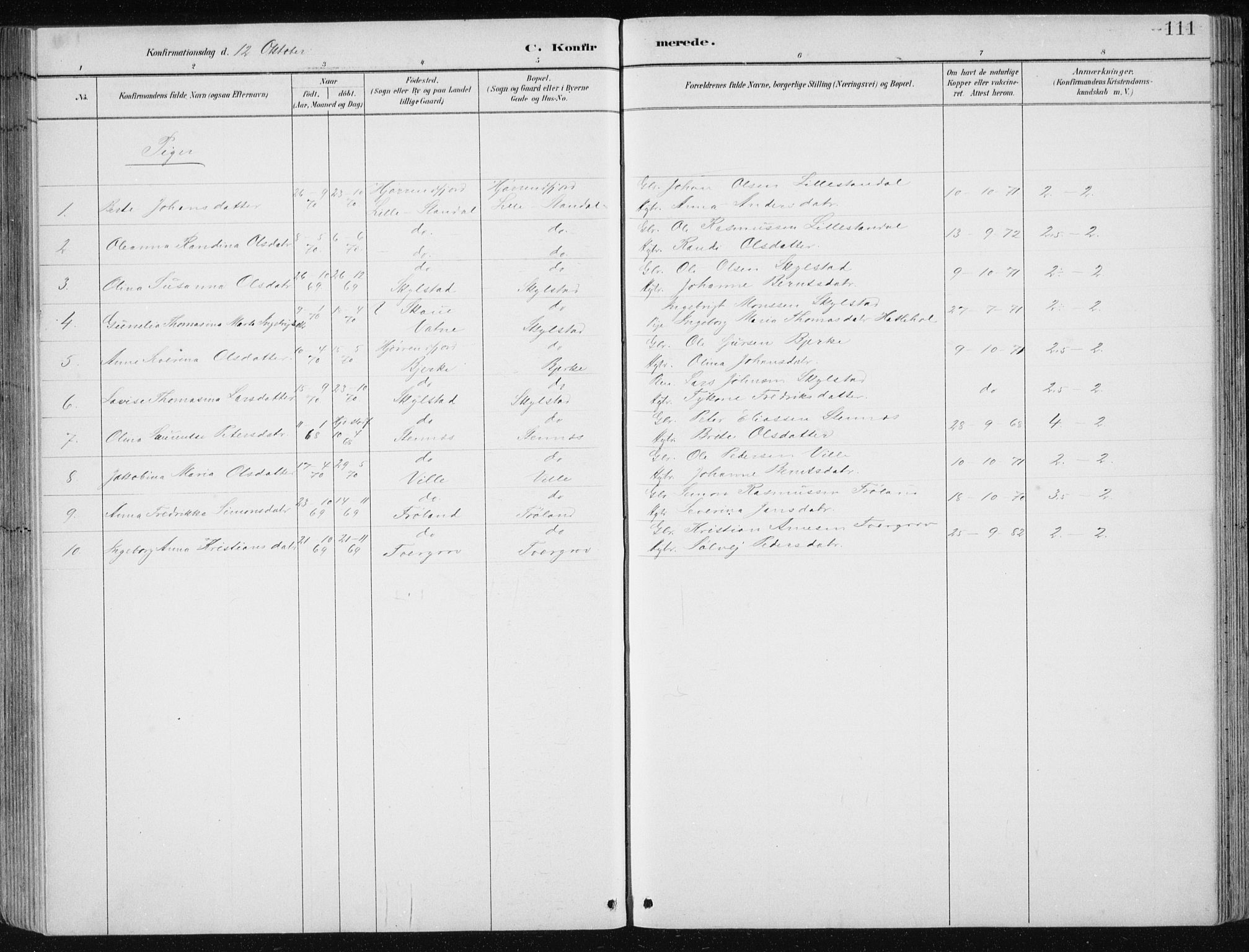 Ministerialprotokoller, klokkerbøker og fødselsregistre - Møre og Romsdal, AV/SAT-A-1454/515/L0215: Parish register (copy) no. 515C02, 1884-1906, p. 111