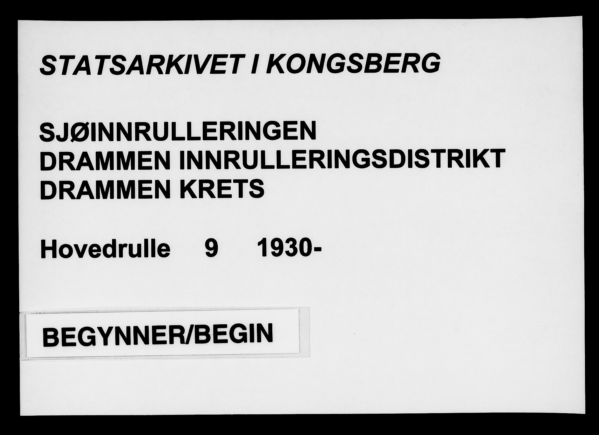 Drammen innrulleringsdistrikt, AV/SAKO-A-781/F/Fc/L0009: Hovedrulle, 1930-1948, p. 1