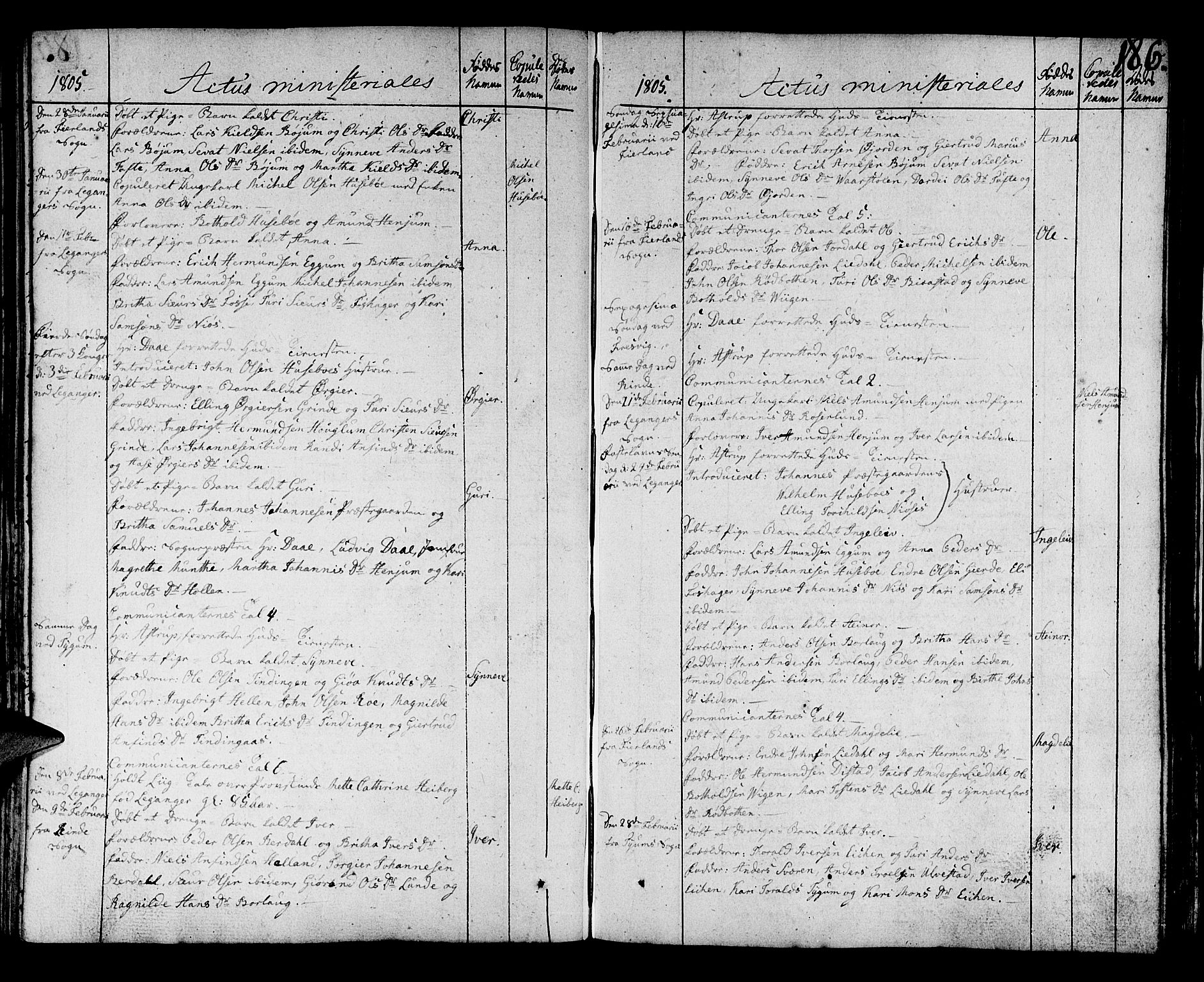 Leikanger sokneprestembete, SAB/A-81001: Parish register (official) no. A 5, 1792-1809, p. 186
