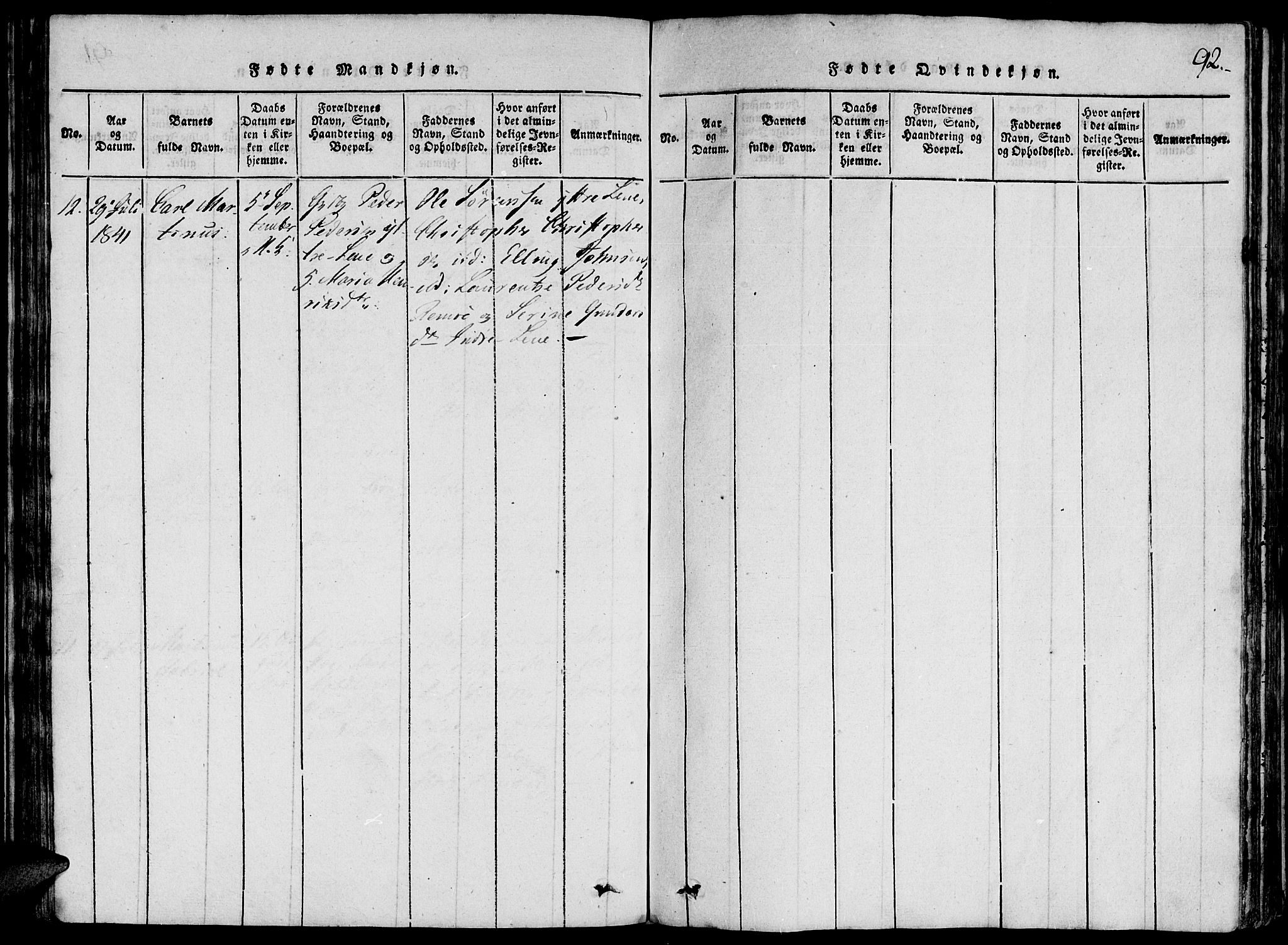 Ministerialprotokoller, klokkerbøker og fødselsregistre - Møre og Romsdal, SAT/A-1454/507/L0069: Parish register (official) no. 507A04, 1816-1841, p. 92