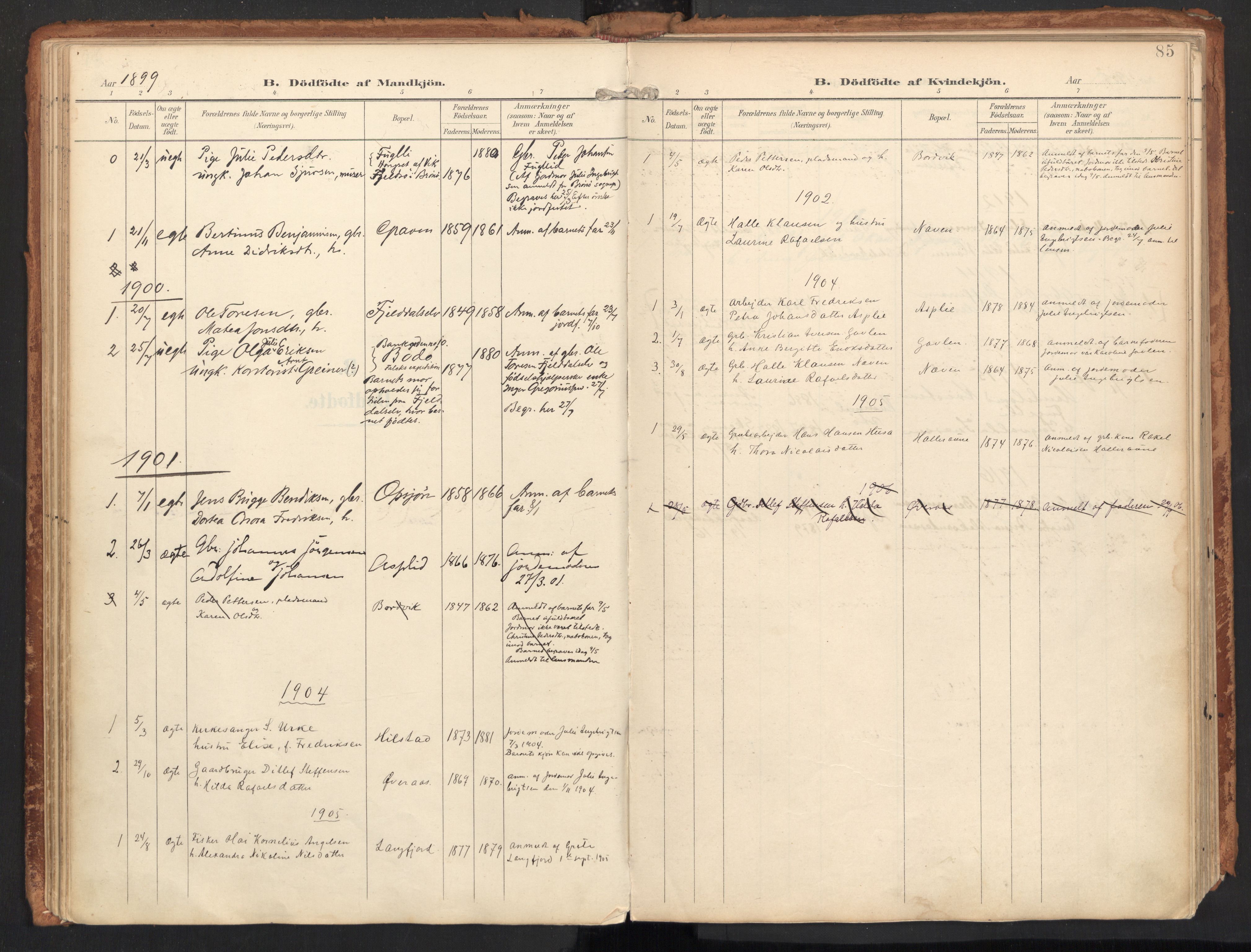 Ministerialprotokoller, klokkerbøker og fødselsregistre - Nordland, SAT/A-1459/814/L0227: Parish register (official) no. 814A08, 1899-1920, p. 85