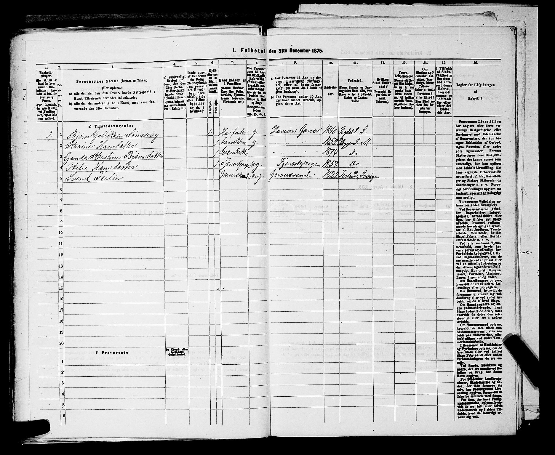 SAKO, 1875 census for 0623P Modum, 1875, p. 424