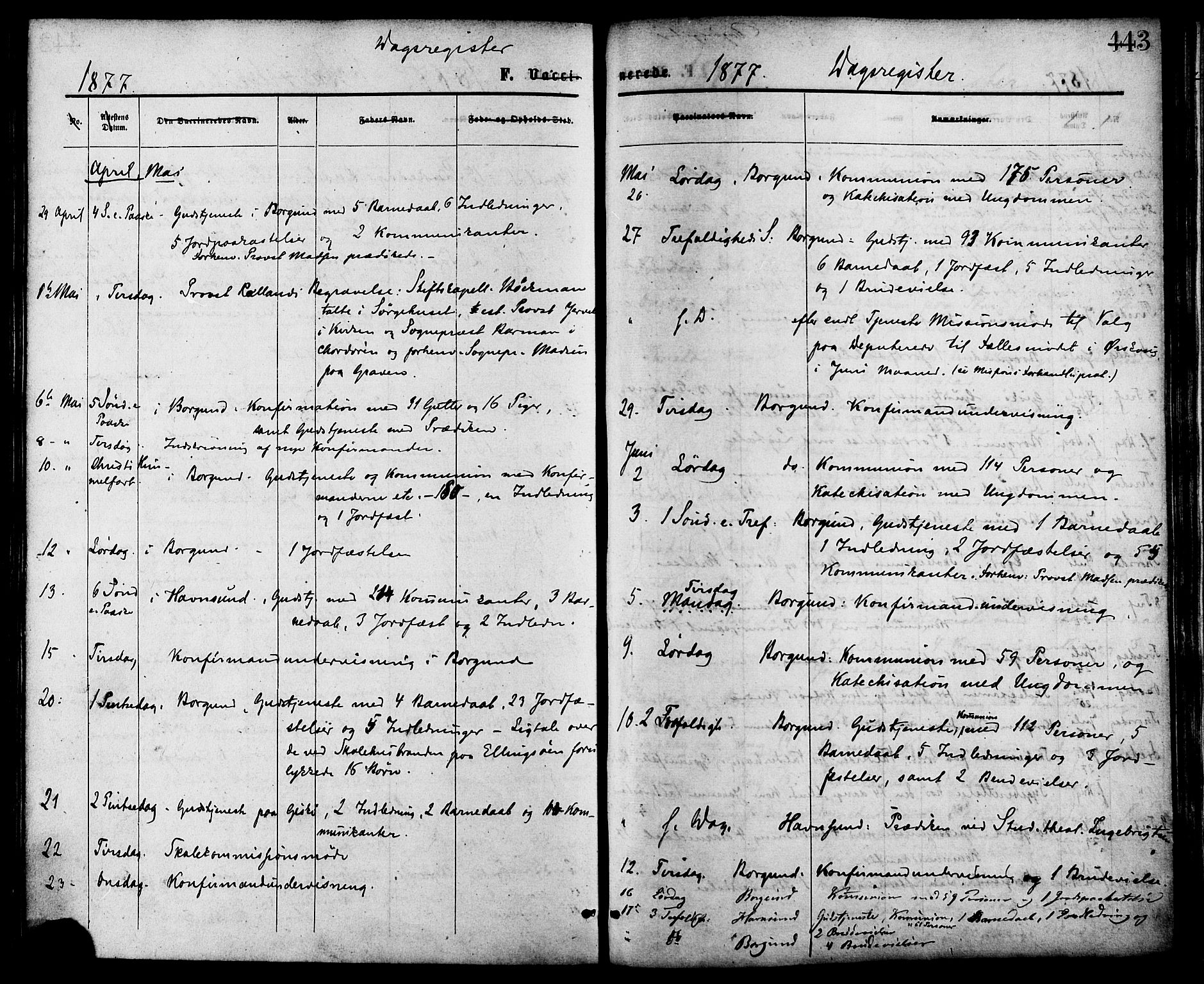 Ministerialprotokoller, klokkerbøker og fødselsregistre - Møre og Romsdal, AV/SAT-A-1454/528/L0399: Parish register (official) no. 528A10, 1864-1879, p. 443