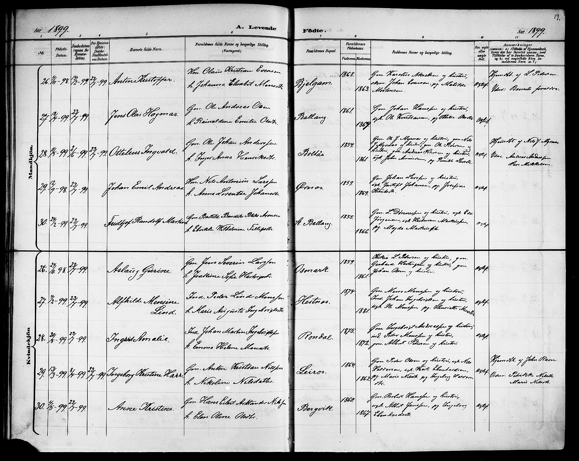 Ministerialprotokoller, klokkerbøker og fødselsregistre - Nordland, AV/SAT-A-1459/863/L0915: Parish register (copy) no. 863C05, 1898-1907, p. 19