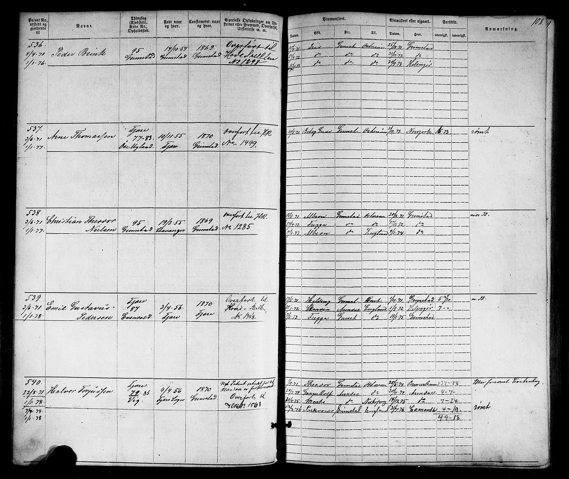 Grimstad mønstringskrets, AV/SAK-2031-0013/F/Fa/L0005: Annotasjonsrulle nr 1-1910 med register, V-18, 1870-1892, p. 135