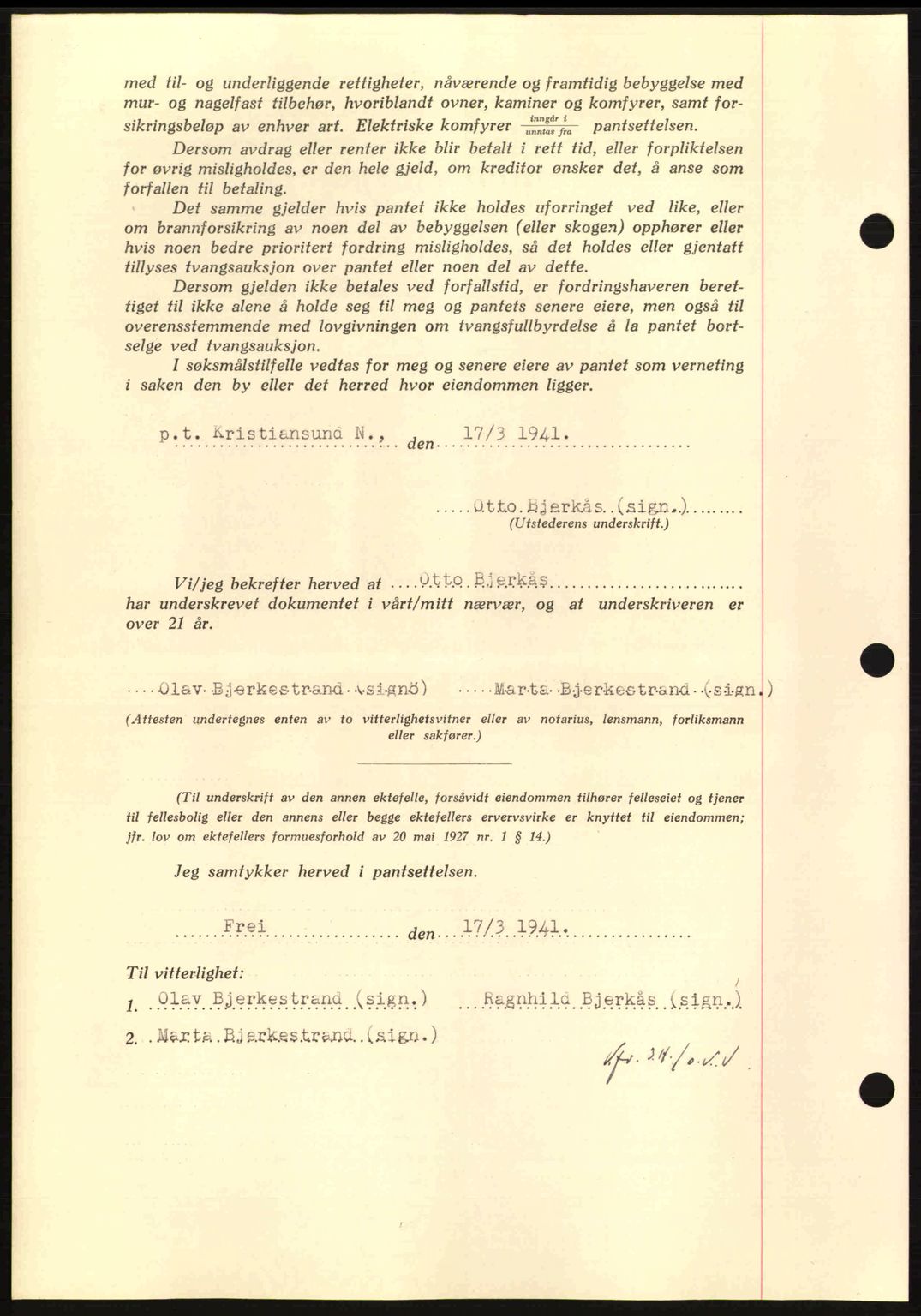 Nordmøre sorenskriveri, AV/SAT-A-4132/1/2/2Ca: Mortgage book no. B87, 1940-1941, Diary no: : 469/1941