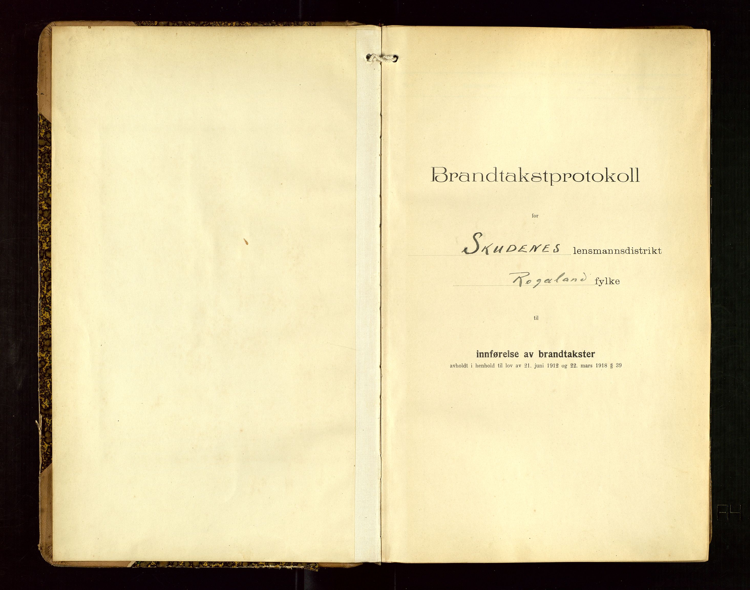 Skudenes lensmannskontor, AV/SAST-A-100444/Gob/L0002: "Brandtakstprotokoll", 1925-1952