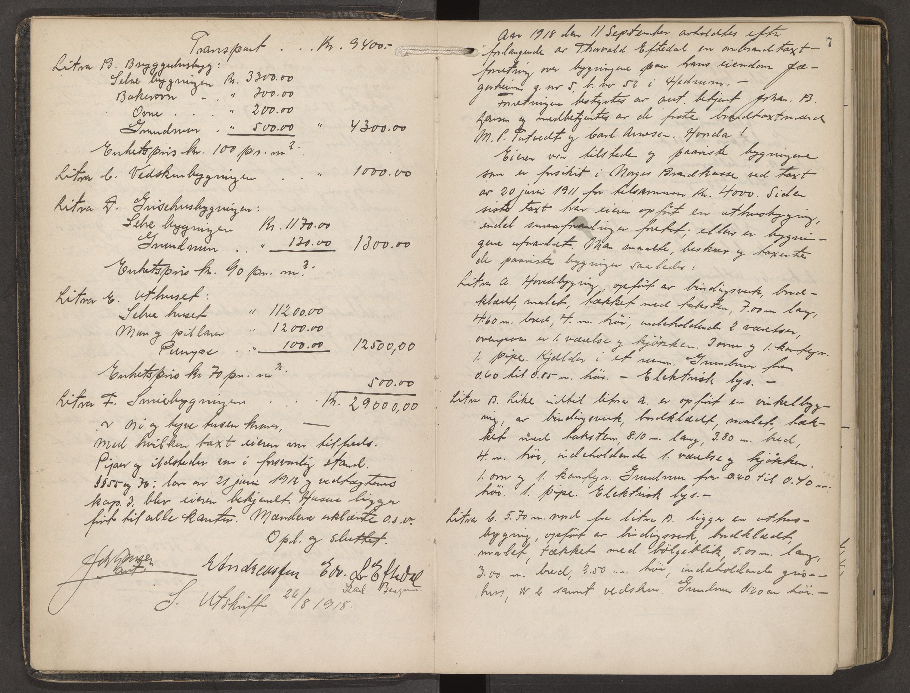 Hedrum lensmannskontor, AV/SAKO-A-536/Y/Yc/Yca/L0004: Branntakstprotokoll, 1918-1927