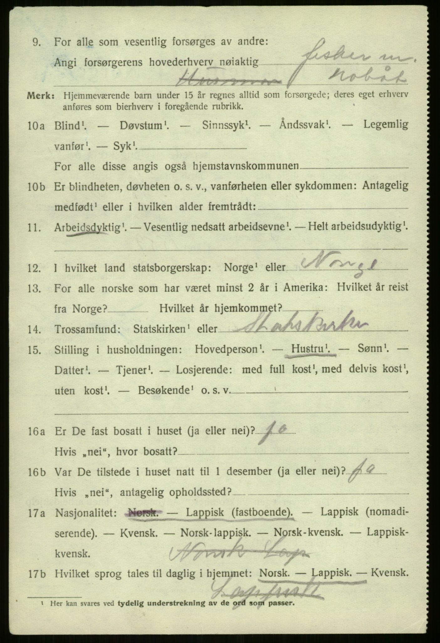 SATØ, 1920 census for Lyngen, 1920, p. 4030
