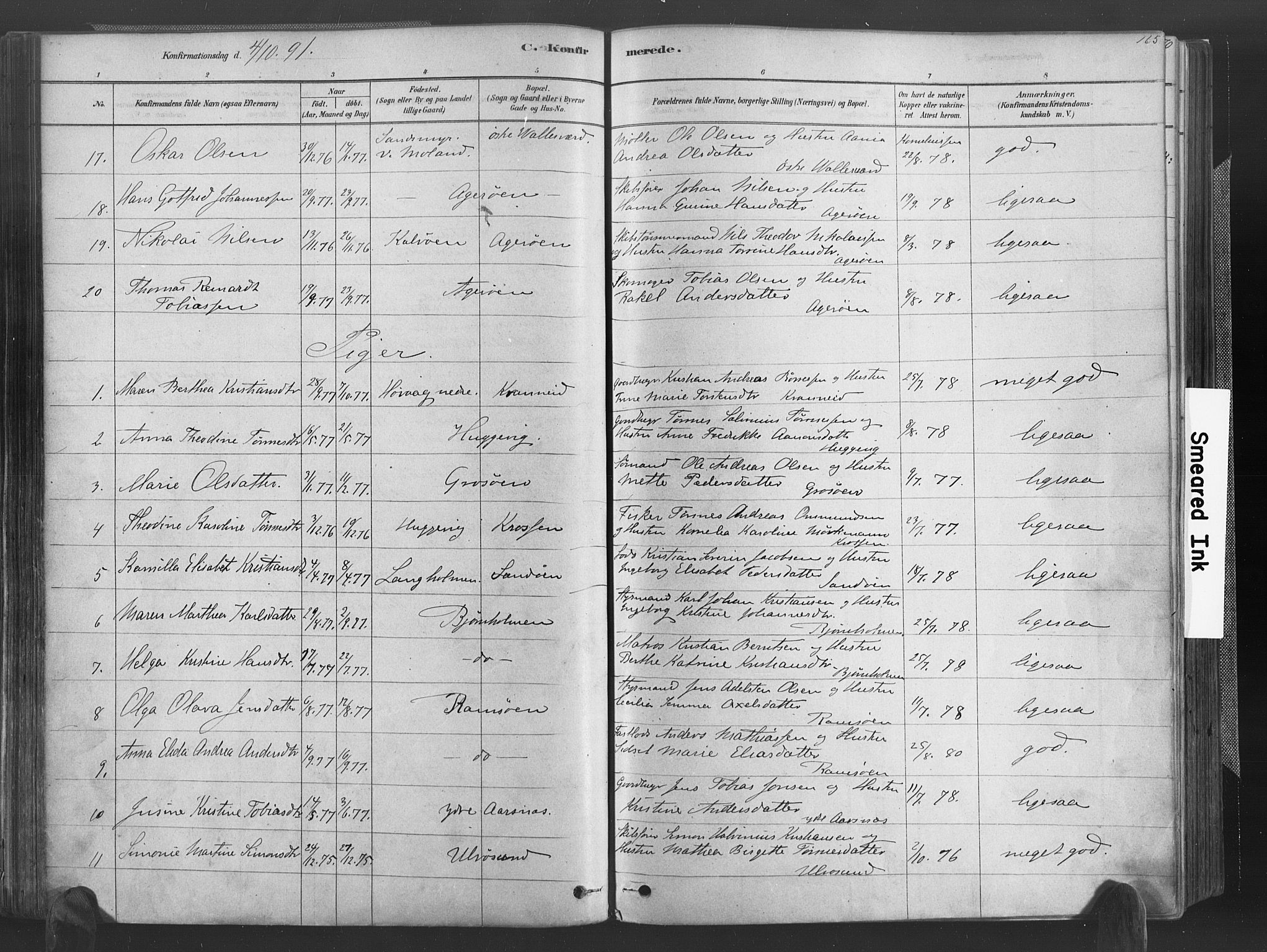Høvåg sokneprestkontor, SAK/1111-0025/F/Fa/L0005: Parish register (official) no. A 5, 1878-1893, p. 165