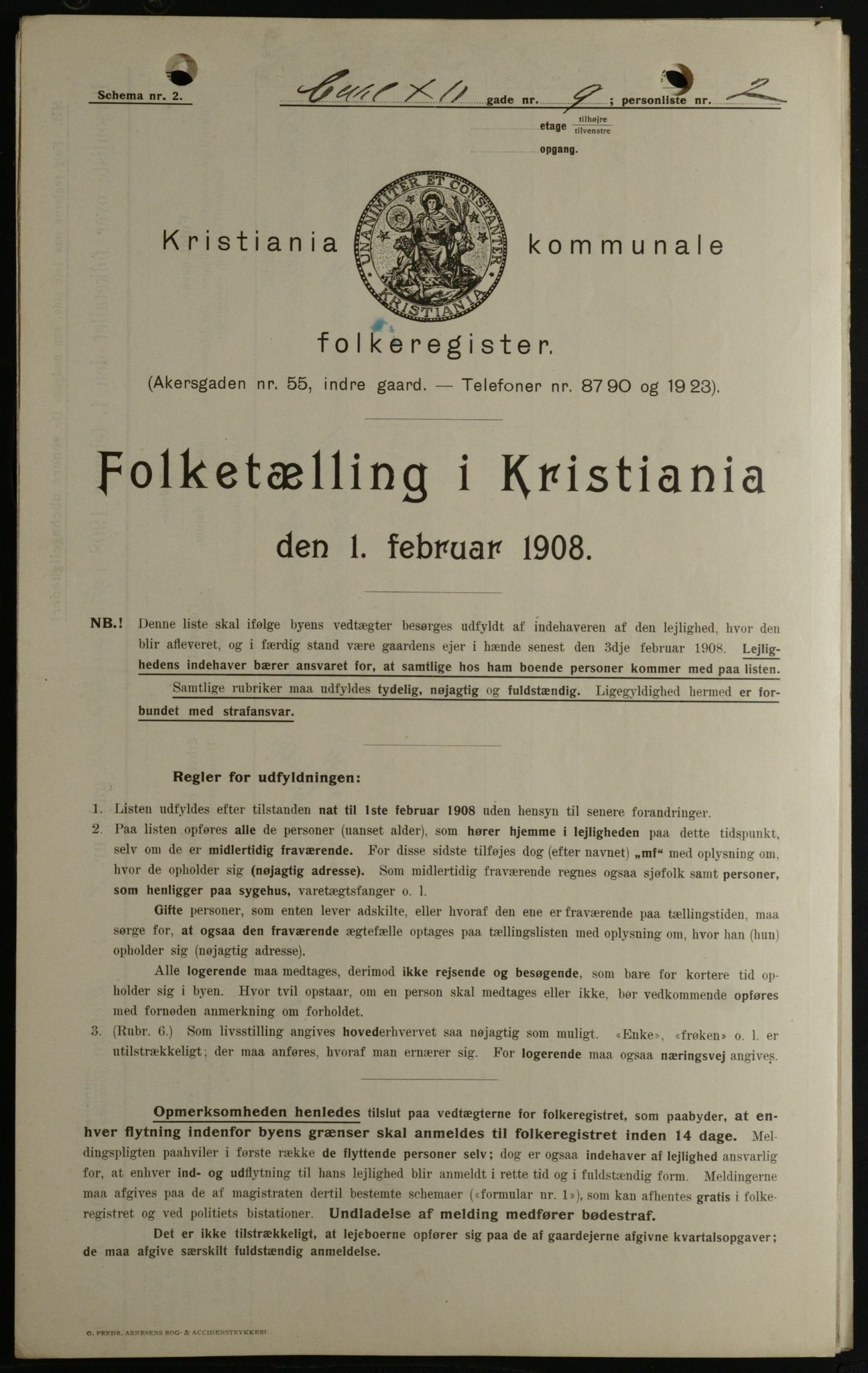 OBA, Municipal Census 1908 for Kristiania, 1908, p. 43866