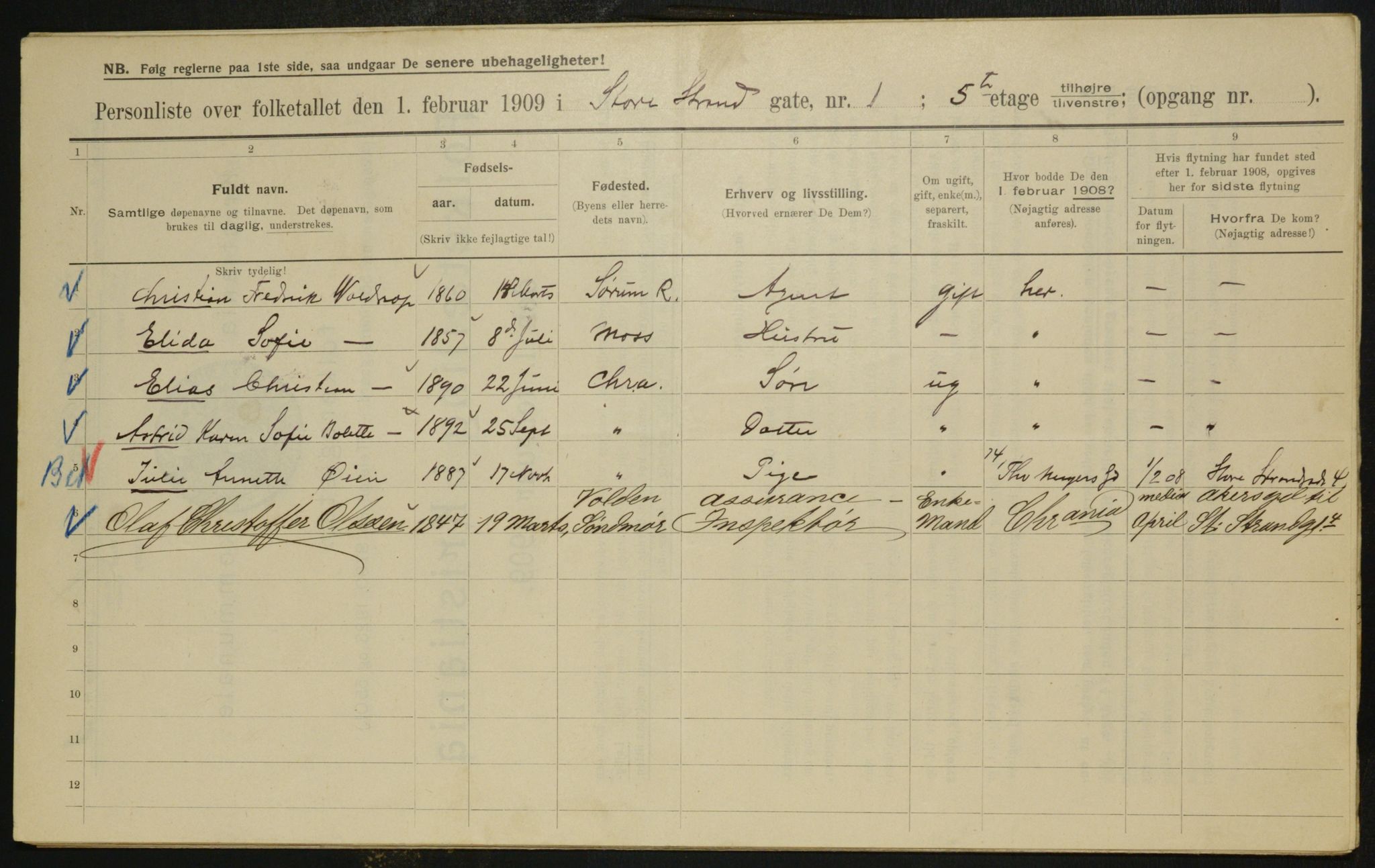 OBA, Municipal Census 1909 for Kristiania, 1909, p. 24152