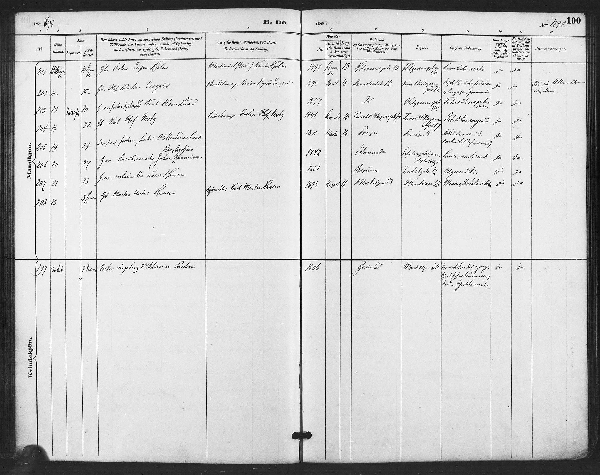 Paulus prestekontor Kirkebøker, AV/SAO-A-10871/F/Fa/L0011: Parish register (official) no. 11, 1889-1897, p. 100