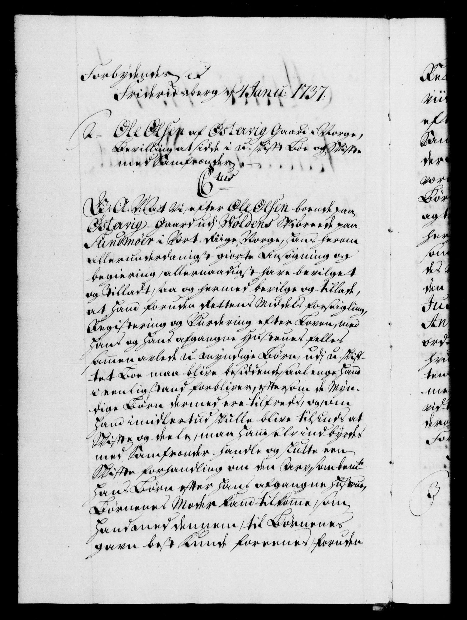 Danske Kanselli 1572-1799, AV/RA-EA-3023/F/Fc/Fca/Fcaa/L0030: Norske registre, 1737-1738, p. 1b