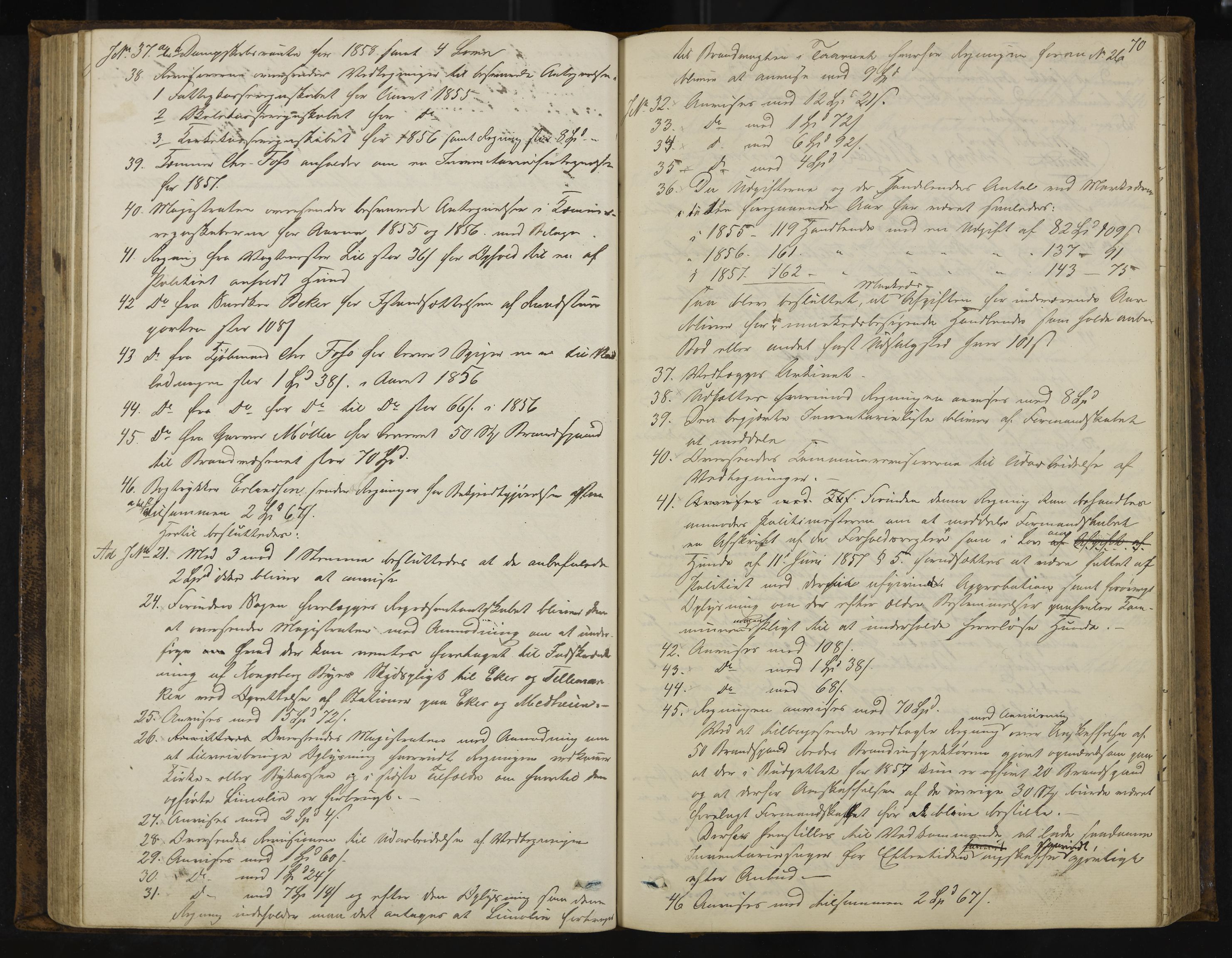 Kongsberg formannskap og sentraladministrasjon, IKAK/0604021-1/A/L0003: Møtebok med register, 1856-1861, p. 70