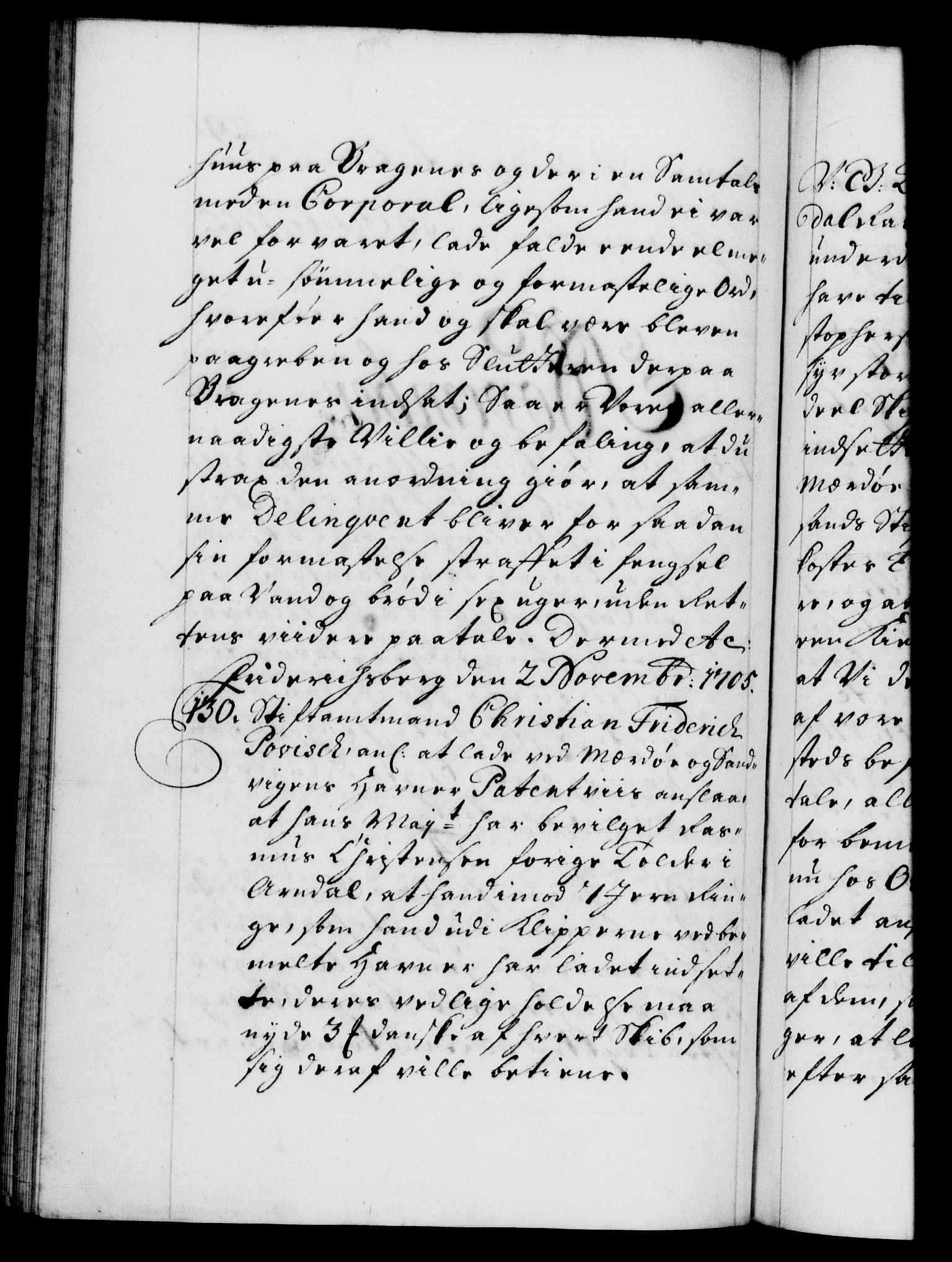 Danske Kanselli 1572-1799, AV/RA-EA-3023/F/Fc/Fca/Fcab/L0017: Norske tegnelser, 1704-1706, p. 291b