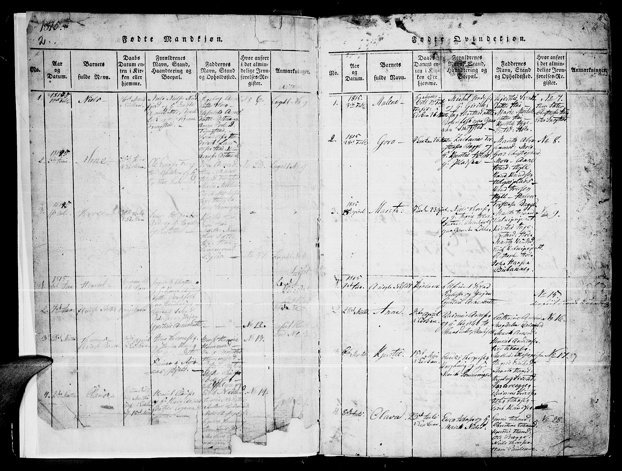 Kvikne prestekontor, SAH/PREST-064/H/Ha/Haa/L0004: Parish register (official) no. 4, 1815-1840, p. 2-3