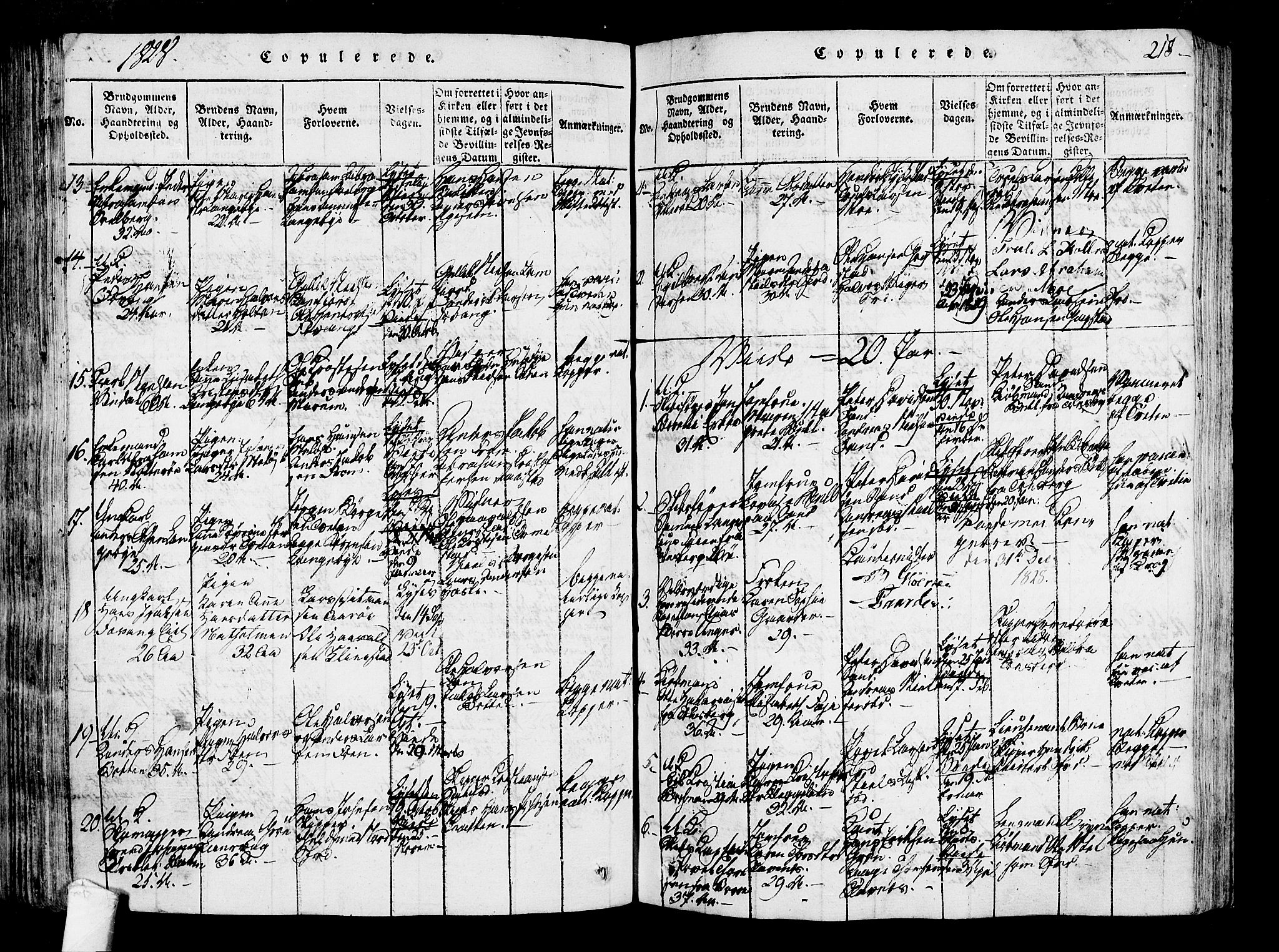 Sandar kirkebøker, SAKO/A-243/F/Fa/L0004: Parish register (official) no. 4, 1814-1832, p. 218