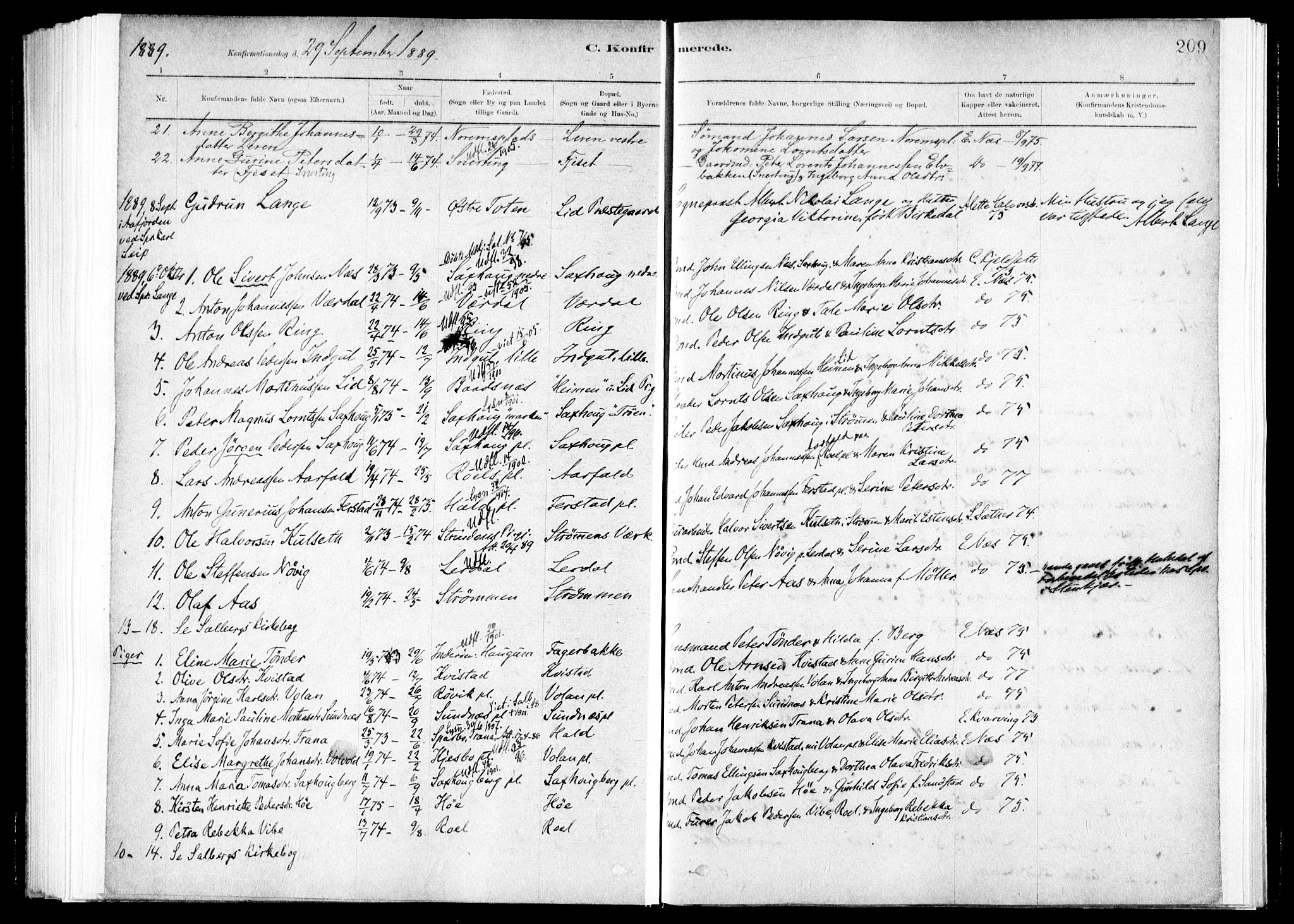 Ministerialprotokoller, klokkerbøker og fødselsregistre - Nord-Trøndelag, SAT/A-1458/730/L0285: Parish register (official) no. 730A10, 1879-1914, p. 209
