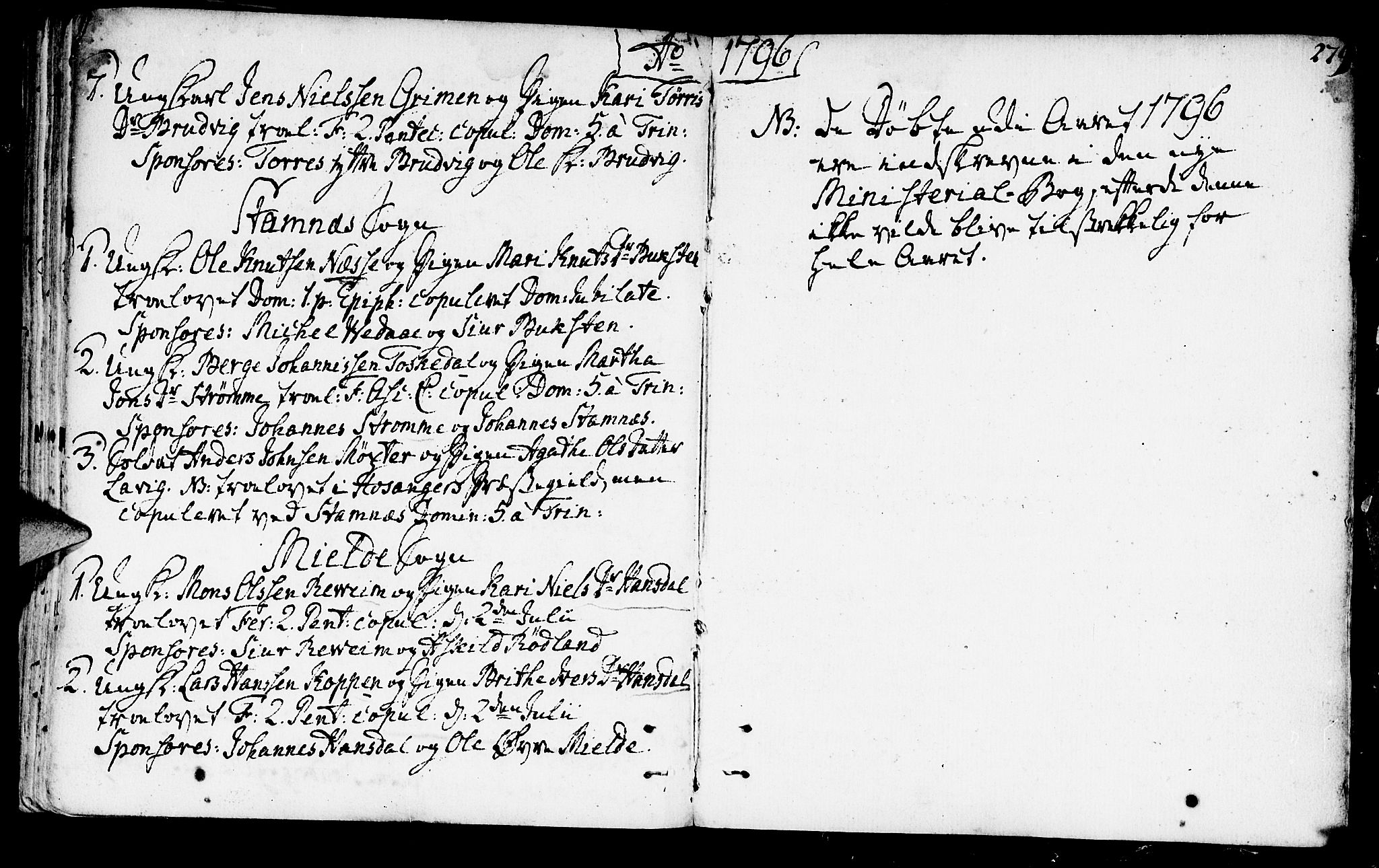 Haus sokneprestembete, SAB/A-75601/H/Haa: Parish register (official) no. A 10, 1782-1796, p. 279