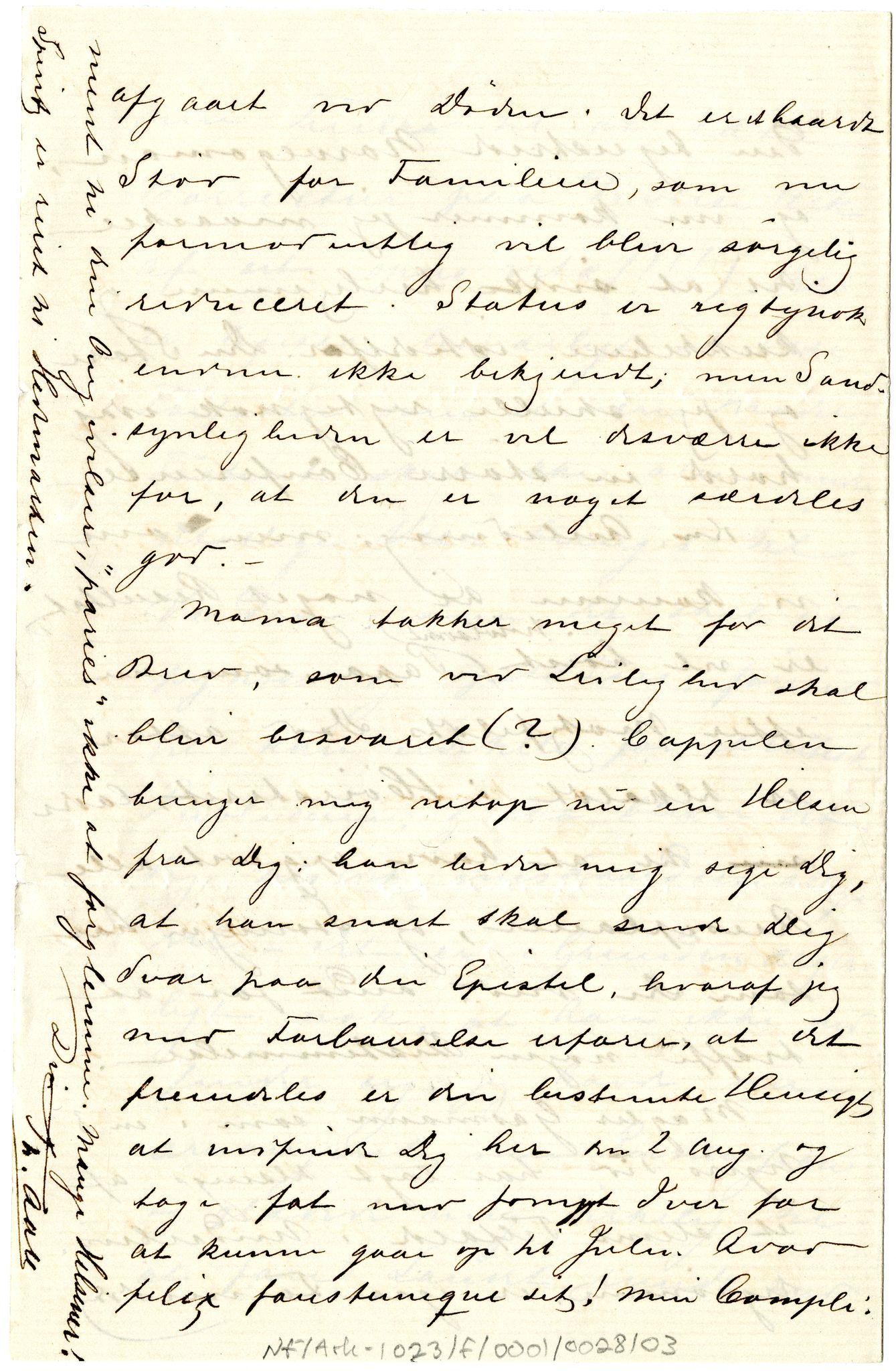 Diderik Maria Aalls brevsamling, NF/Ark-1023/F/L0001: D.M. Aalls brevsamling. A - B, 1738-1889, p. 314