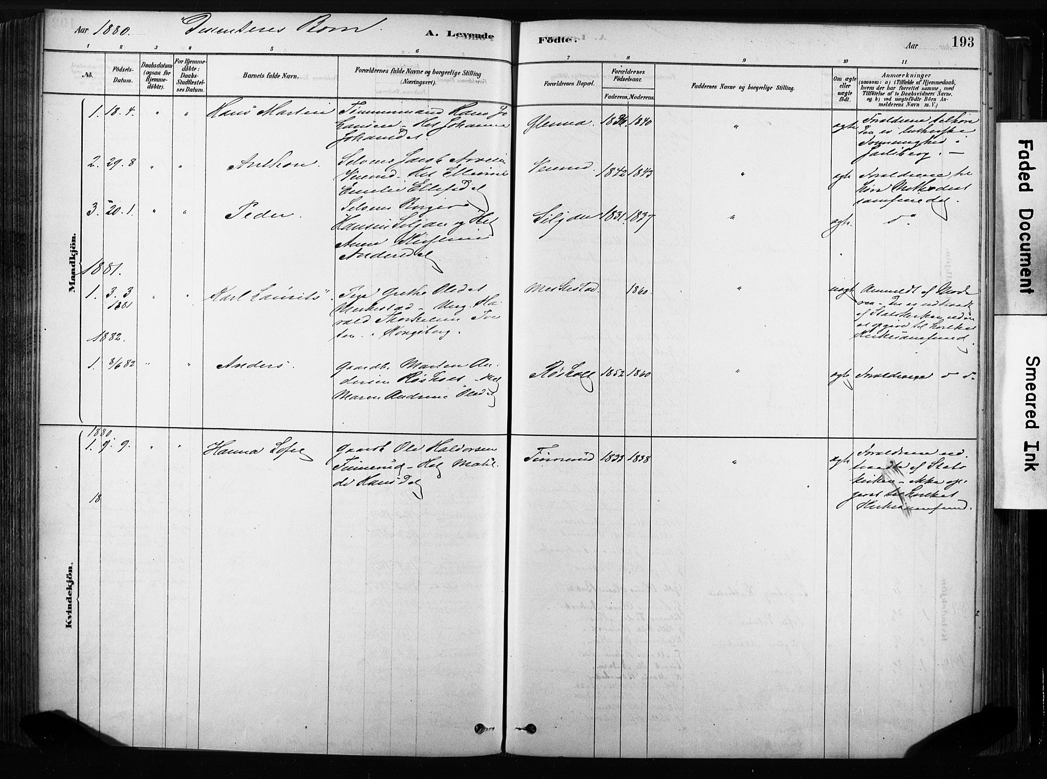 Sandsvær kirkebøker, AV/SAKO-A-244/F/Fb/L0001: Parish register (official) no. II 1, 1878-1906, p. 193