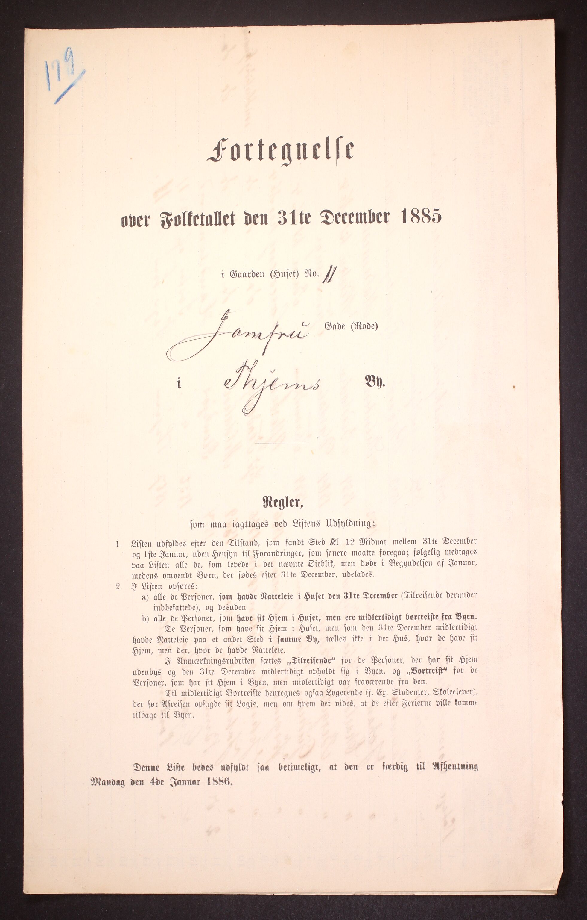 SAT, 1885 census for 1601 Trondheim, 1885, p. 1483