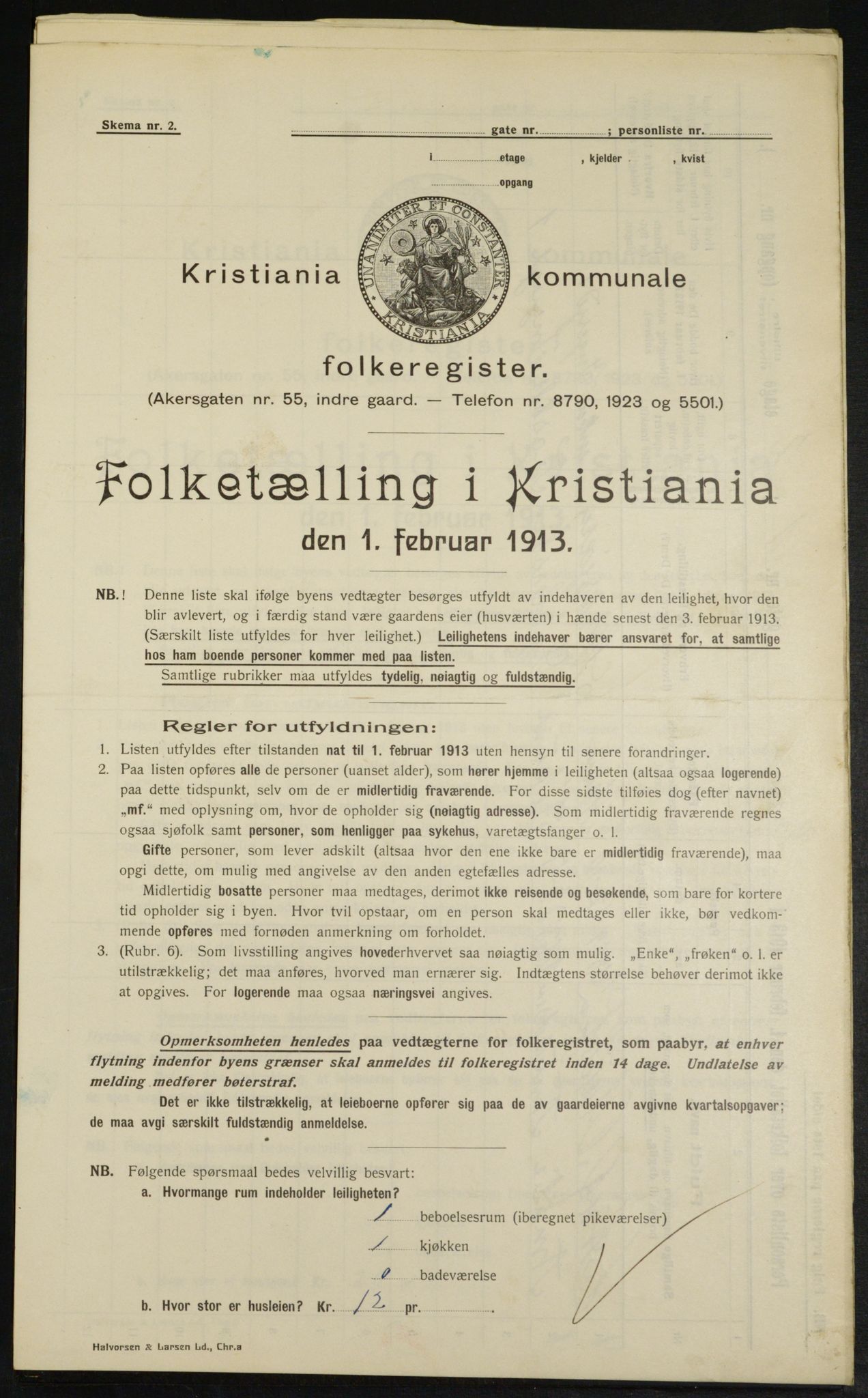 OBA, Municipal Census 1913 for Kristiania, 1913, p. 43719