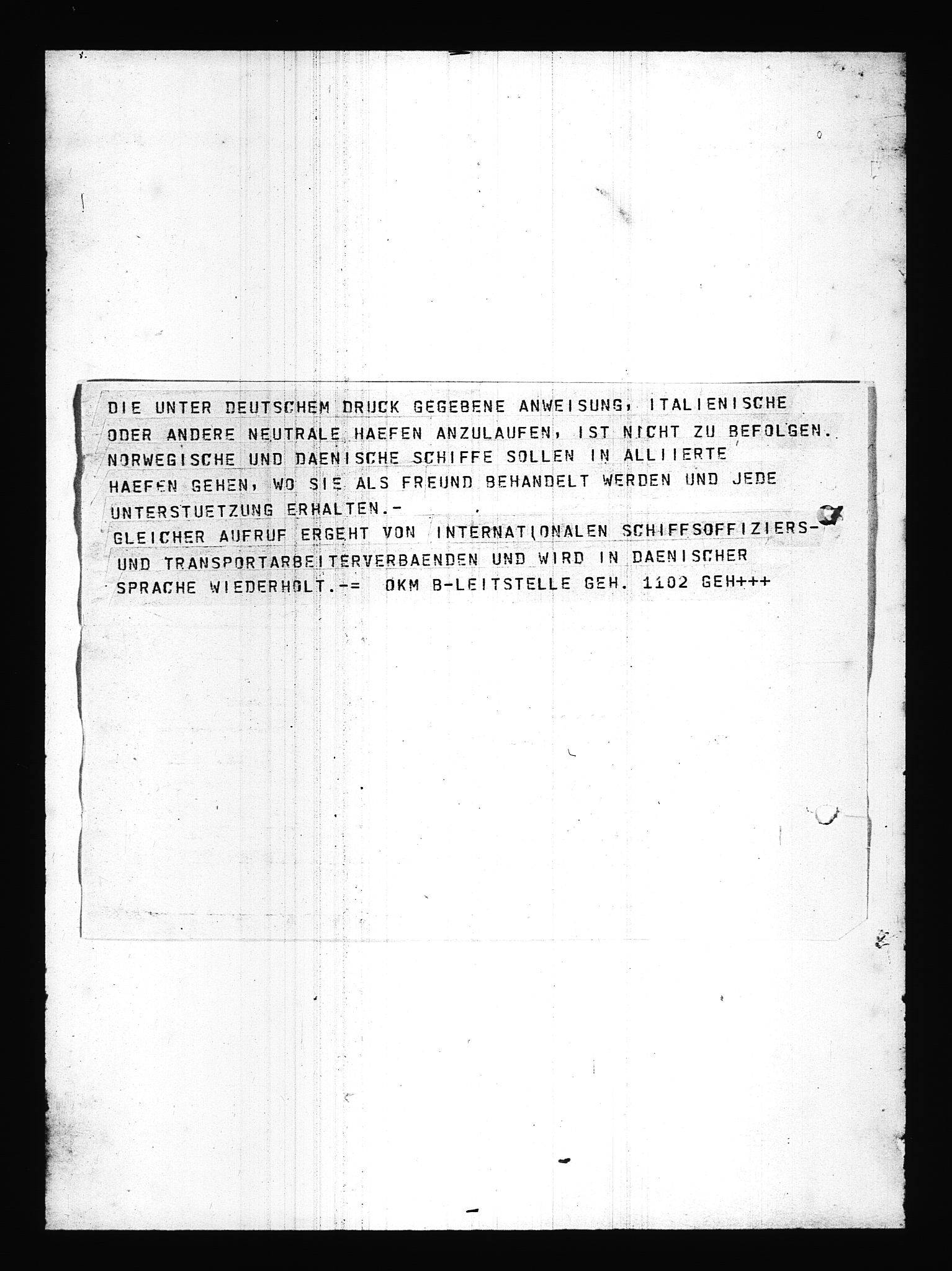 Documents Section, AV/RA-RAFA-2200/V/L0085: Amerikansk mikrofilm "Captured German Documents".
Box No. 724.  FKA jnr. 615/1954., 1940-1941, p. 69