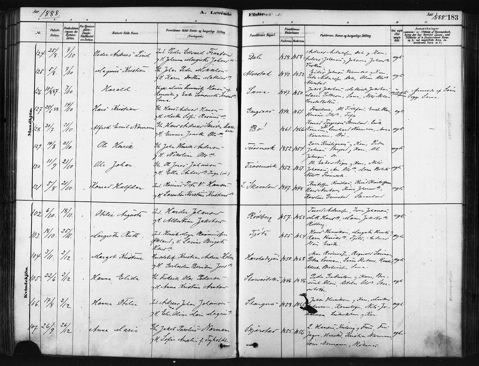 Trondenes sokneprestkontor, SATØ/S-1319/H/Ha/L0014kirke: Parish register (official) no. 14, 1878-1889, p. 183