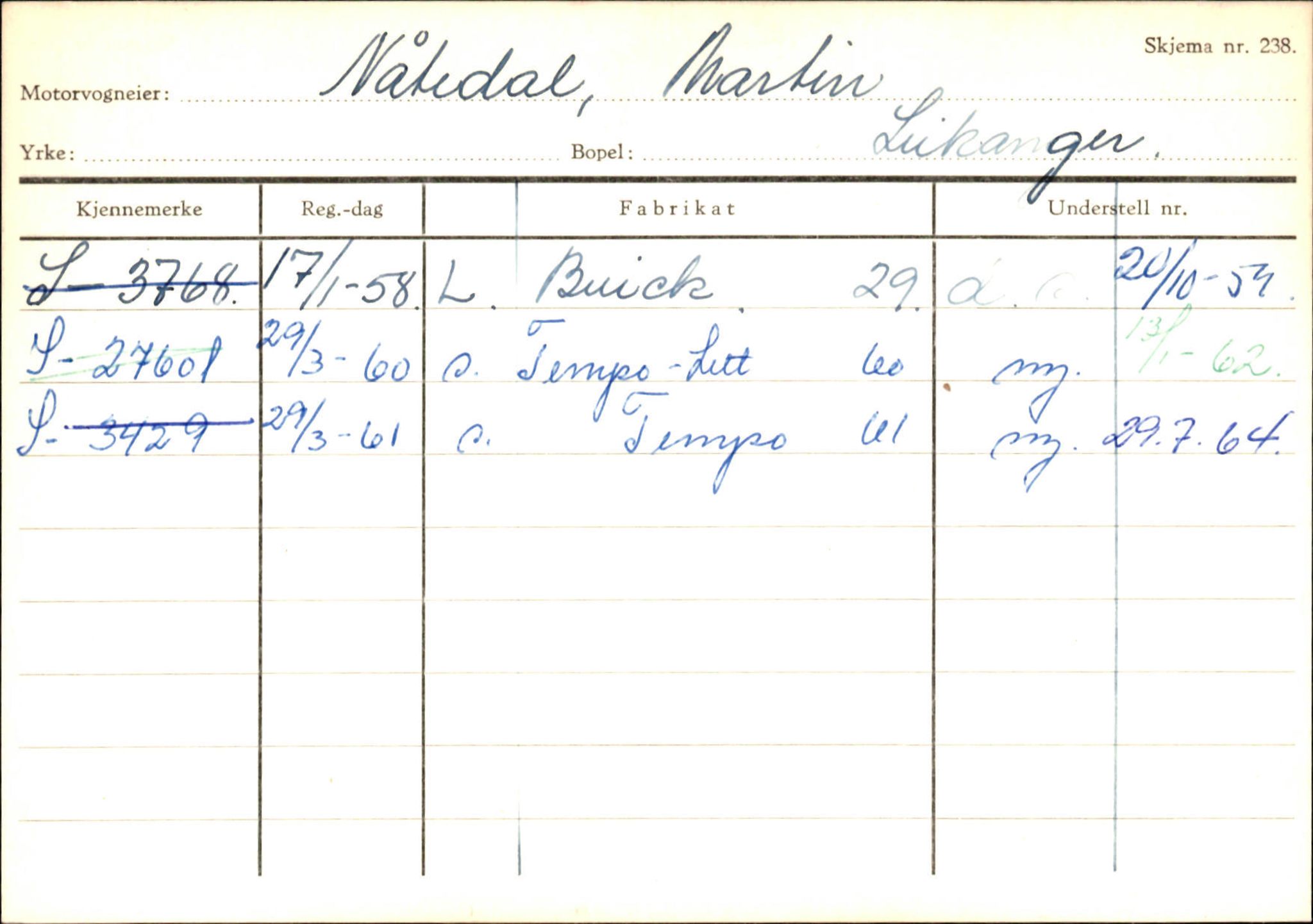 Statens vegvesen, Sogn og Fjordane vegkontor, SAB/A-5301/4/F/L0126: Eigarregister Fjaler M-Å. Leikanger A-Å, 1945-1975, p. 1898