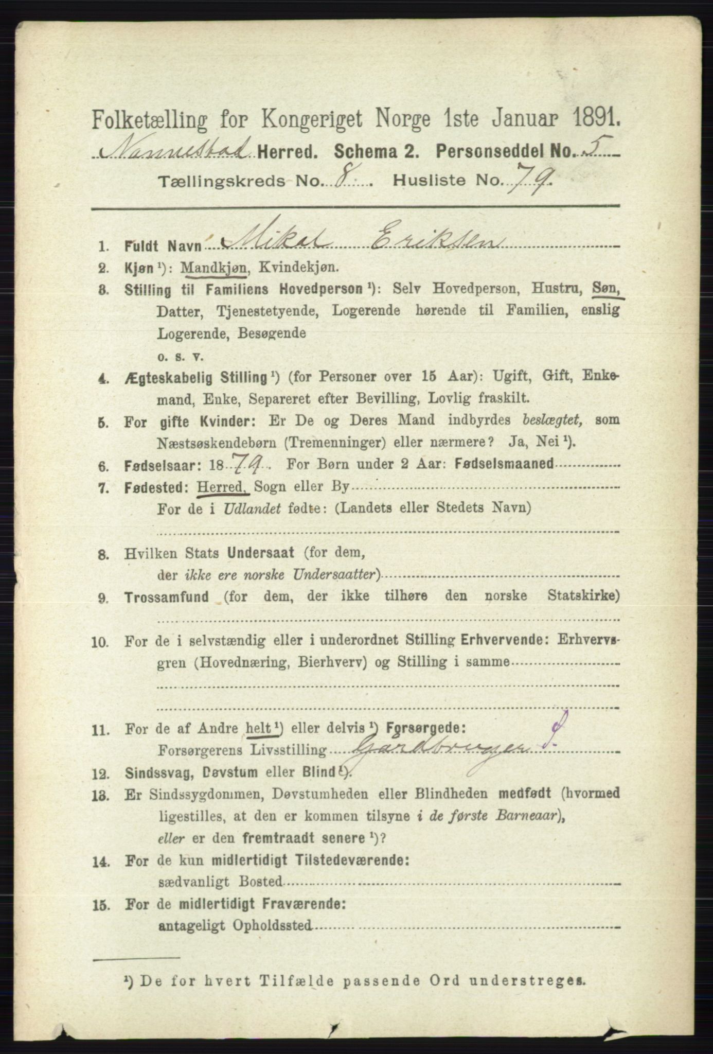 RA, 1891 census for 0238 Nannestad, 1891, p. 4895