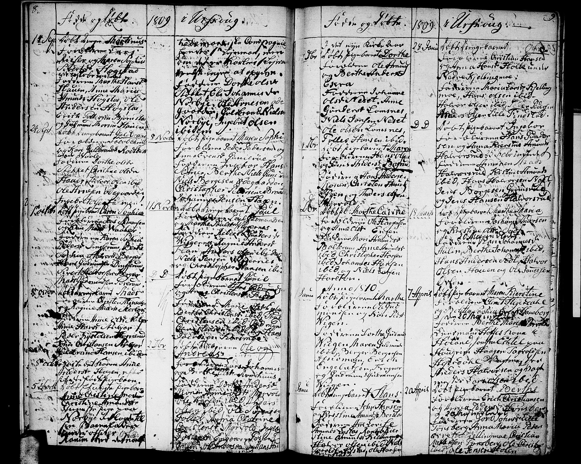 Aurskog prestekontor Kirkebøker, AV/SAO-A-10304a/F/Fa/L0004: Parish register (official) no. I 4, 1807-1814, p. 8-9