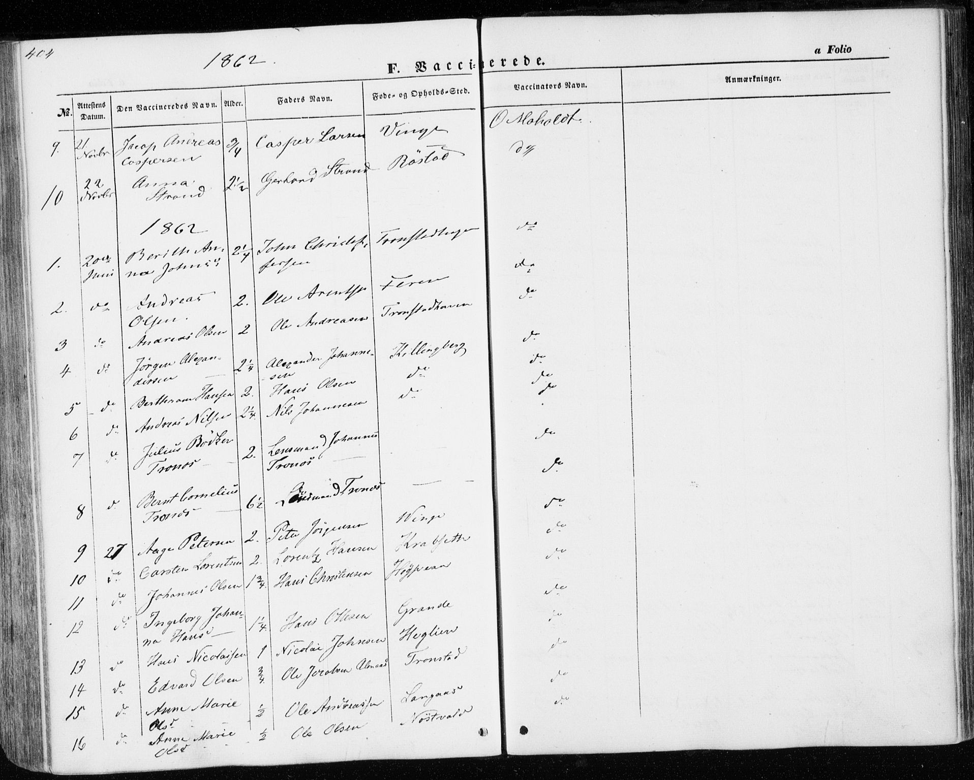Ministerialprotokoller, klokkerbøker og fødselsregistre - Nord-Trøndelag, SAT/A-1458/701/L0008: Parish register (official) no. 701A08 /1, 1854-1863, p. 404