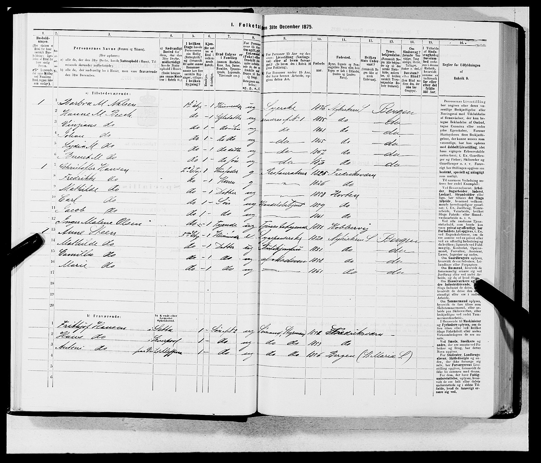 SAB, 1875 census for 1301 Bergen, 1875, p. 50